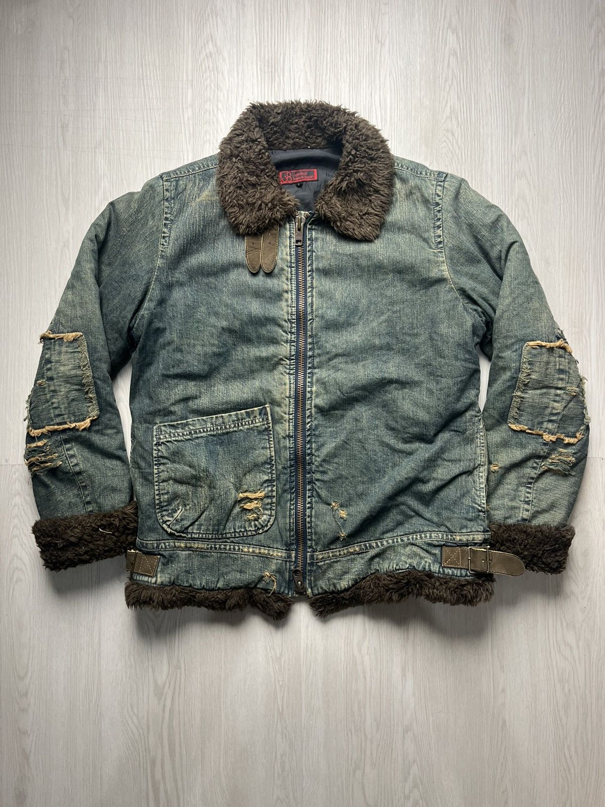 Johnbull Vintage Johnbull B-3 Distressed Denim Jacket Lined Fleece Size US L / EU 52-54 / 3 - 2 Thumbnail