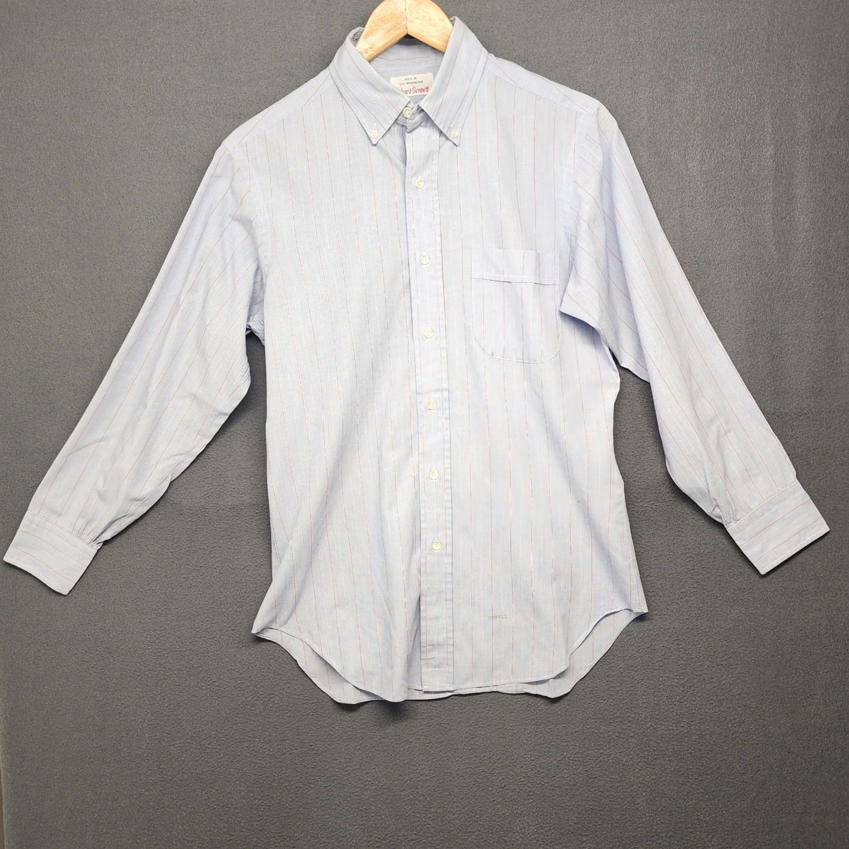 Vintage VINTAGE Richard Bennett Dress Shirt Mens Medium Blue Striped Office 80s Long Sleeve Button Down Collar USA Size US M / EU 48-50 / 2 - 2 Thumbnail