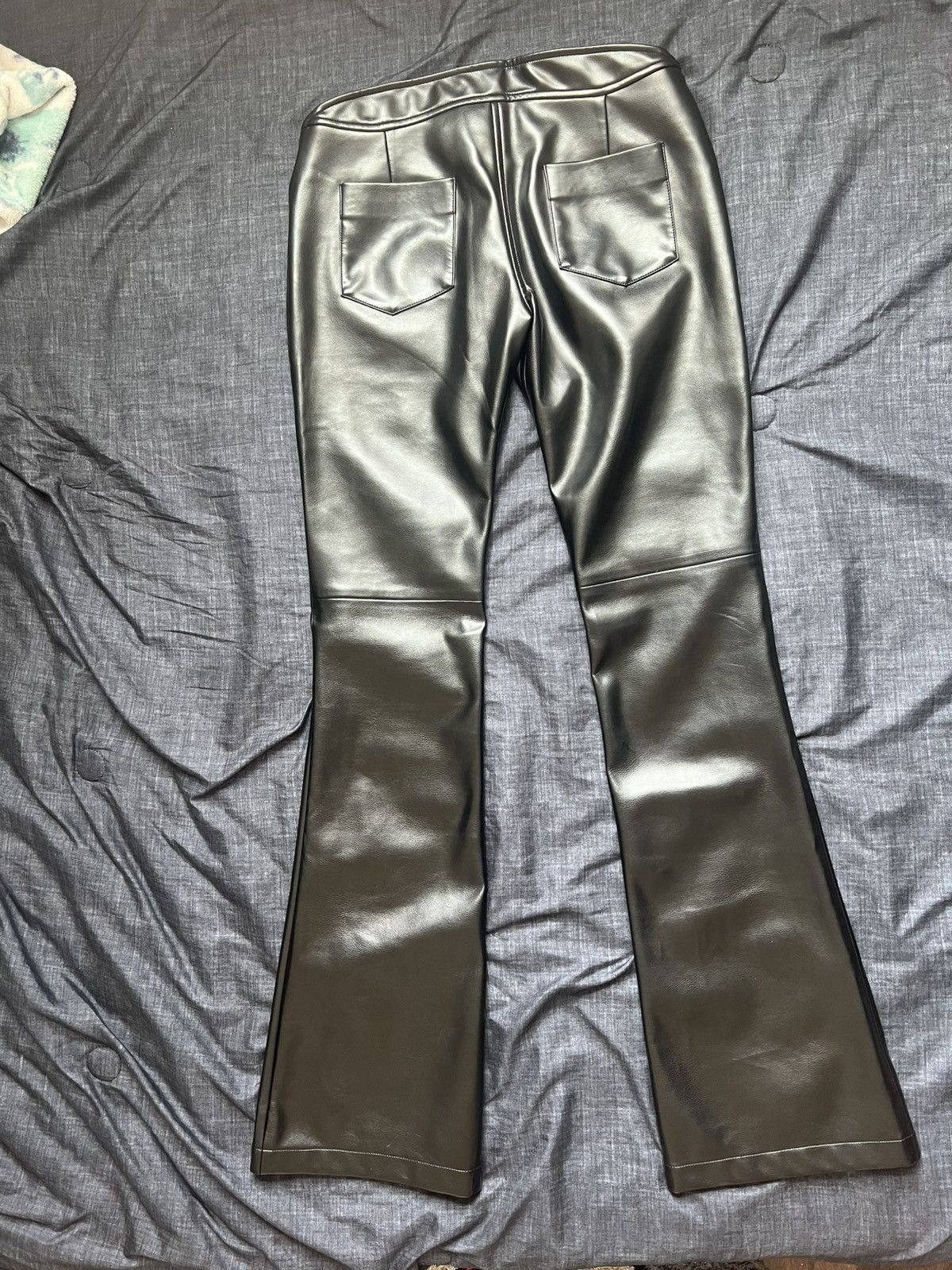 Mowalola Mowalola Airbrush Hand Leather Flare Pants Size US 28 / EU 44 - 2 Thumbnail
