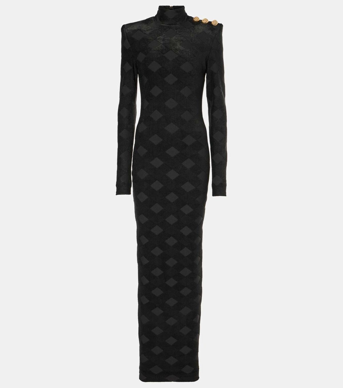 Balmain o1s1wg111025 Gingham Boucle Maxi Dress in Black Size XS / US 0-2 / IT 36-38 - 1 Thumbnail