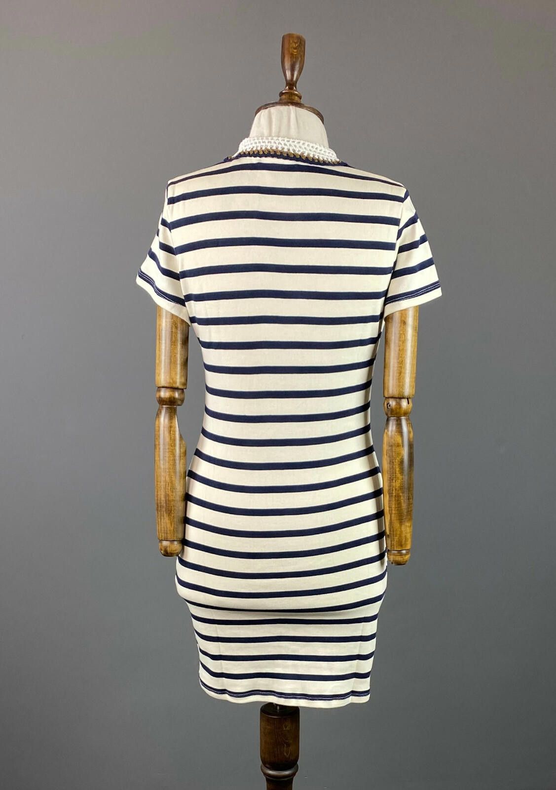 Desigual Desigual White Stripe Bodycon A-Line Dress Size S Size S / US 4 / IT 40 - 5 Thumbnail