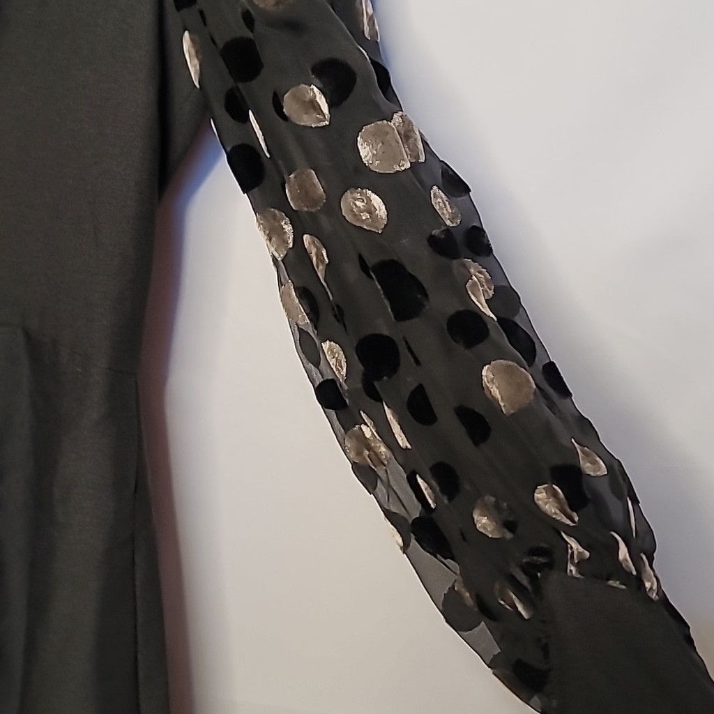 Hutch Hutch Black Flocked With Fab sheer long sleeve dress sz 6 Size M / US 6-8 / IT 42-44 - 6 Thumbnail