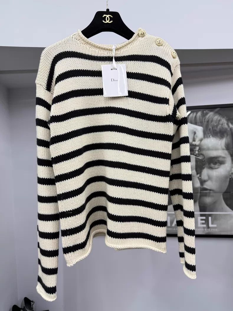 Dior Dior Side button black and white striped sweater Size XS / US 0-2 / IT 36-38 - 1 Thumbnail