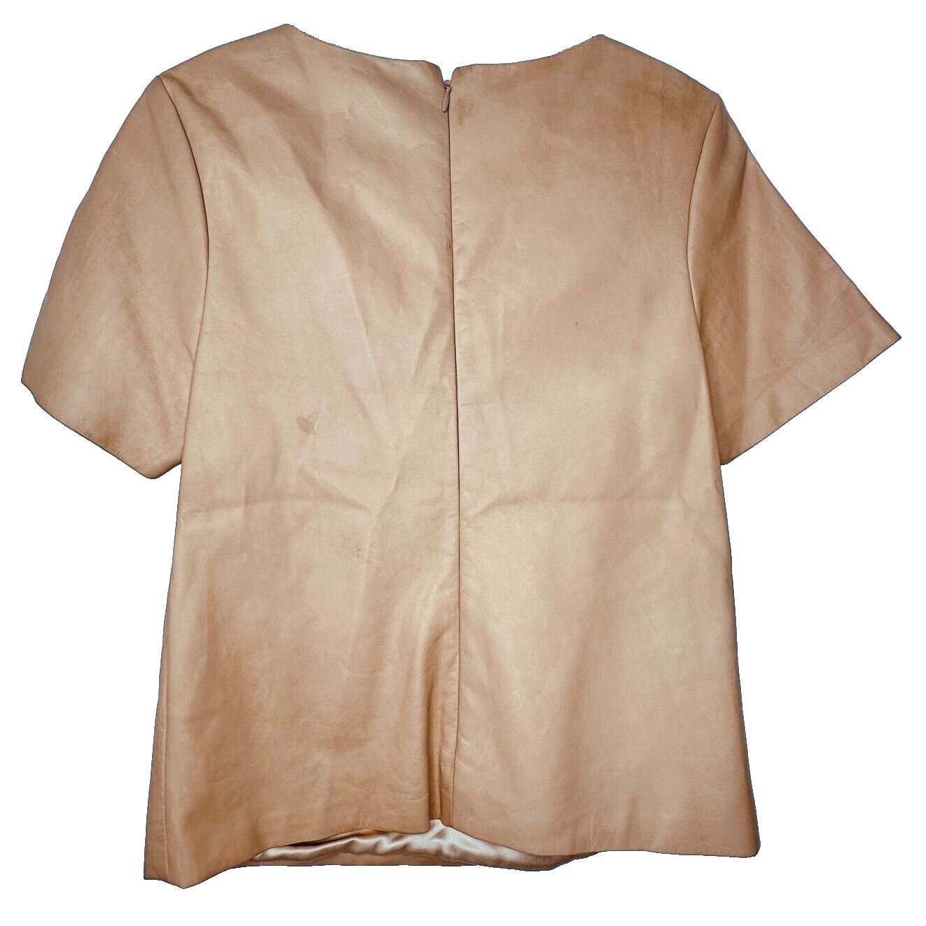 Other August Getty Leather Short Sleeve Back Zip Silk Lined Top 4 Size S / US 4 / IT 40 - 5 Thumbnail