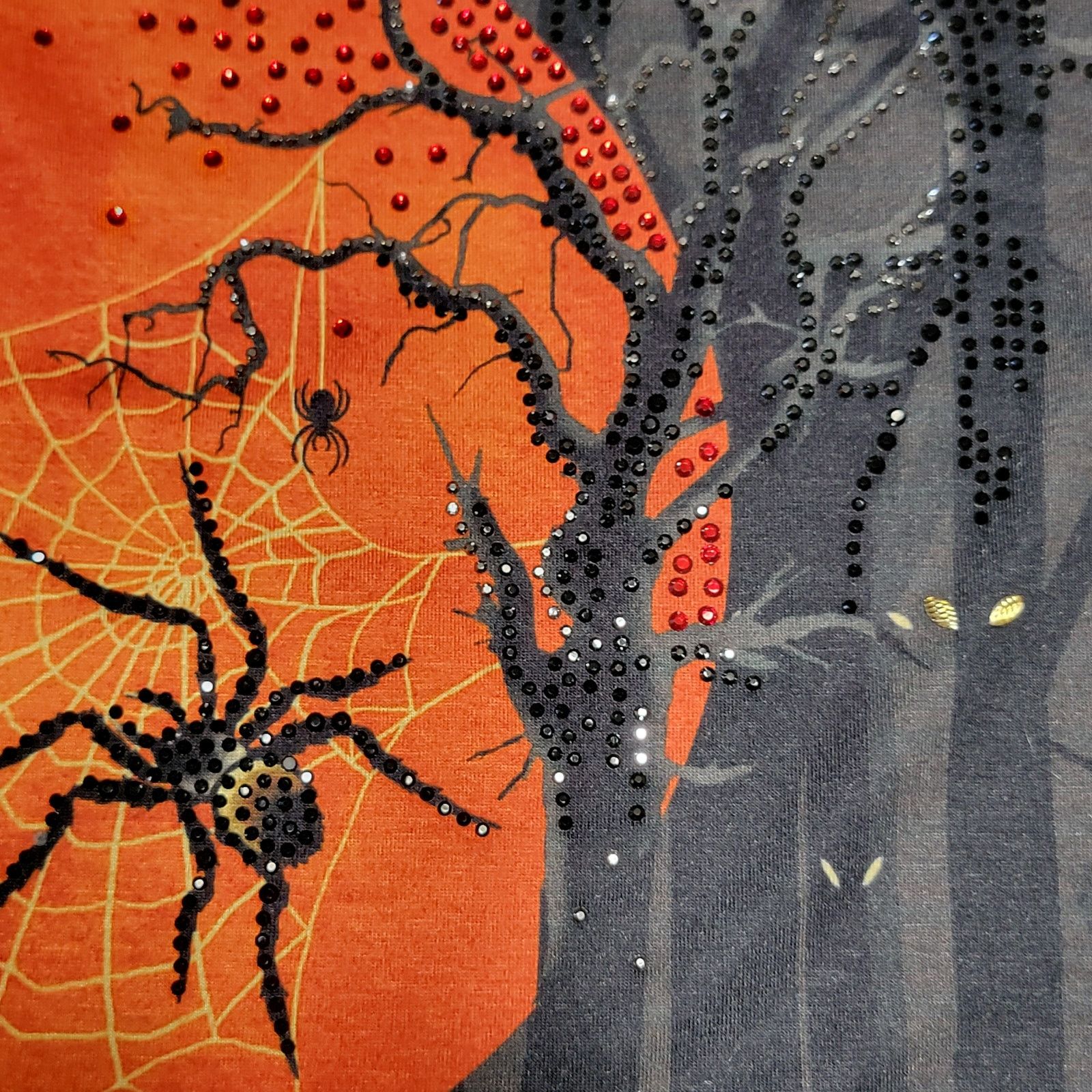 Other Onque Casual LS Halloween Sweater Bling Tree Moon Spider -2X Size XXL / US 16-18 / IT 52-54 - 3 Thumbnail
