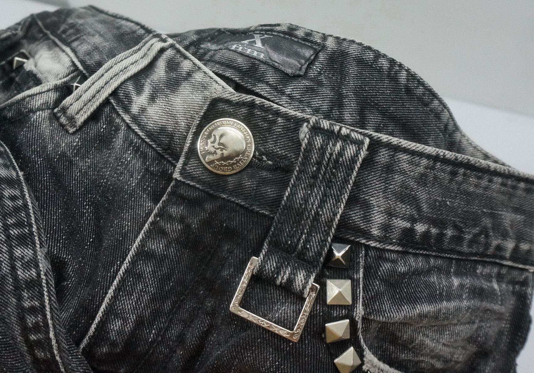 Japanese Brand XFRM Acid Wash Punk Skull Beads and Studded Jeans Size US 29 - 15 Thumbnail