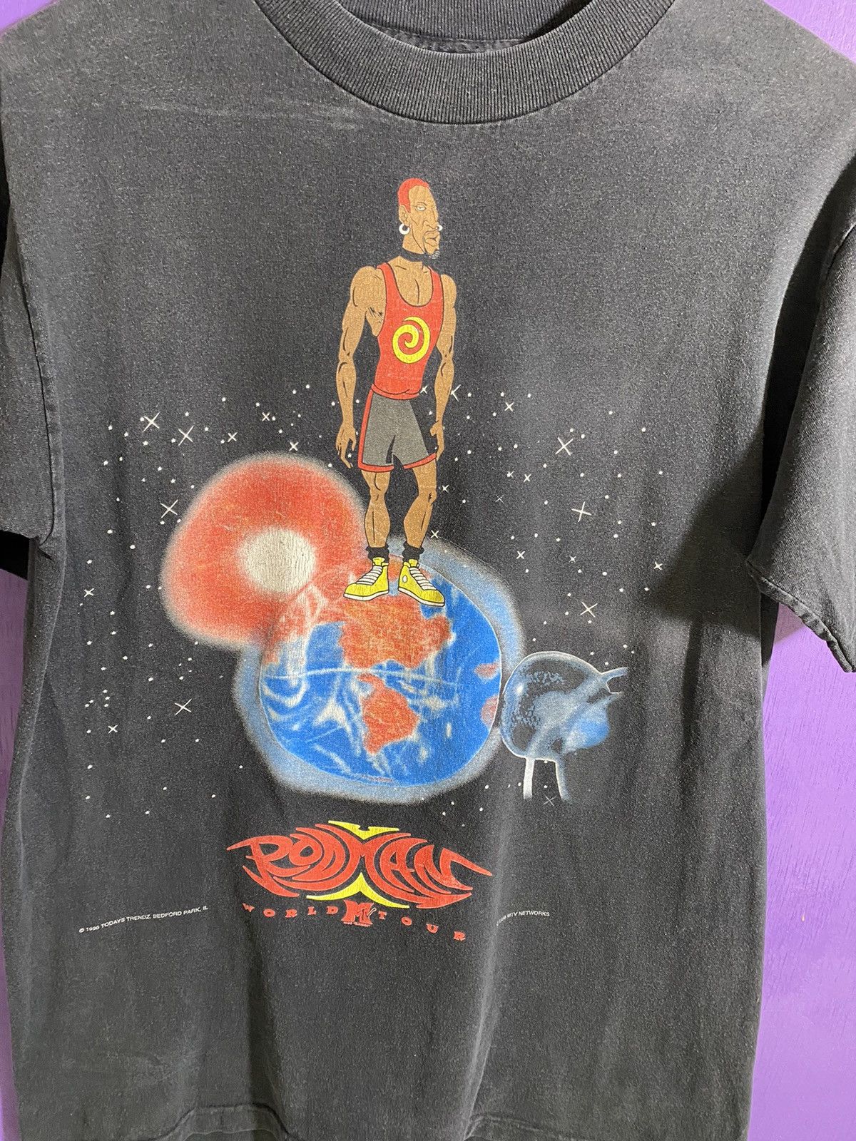 Vintage 1996 MTV Dennis Rodman space t-shirt