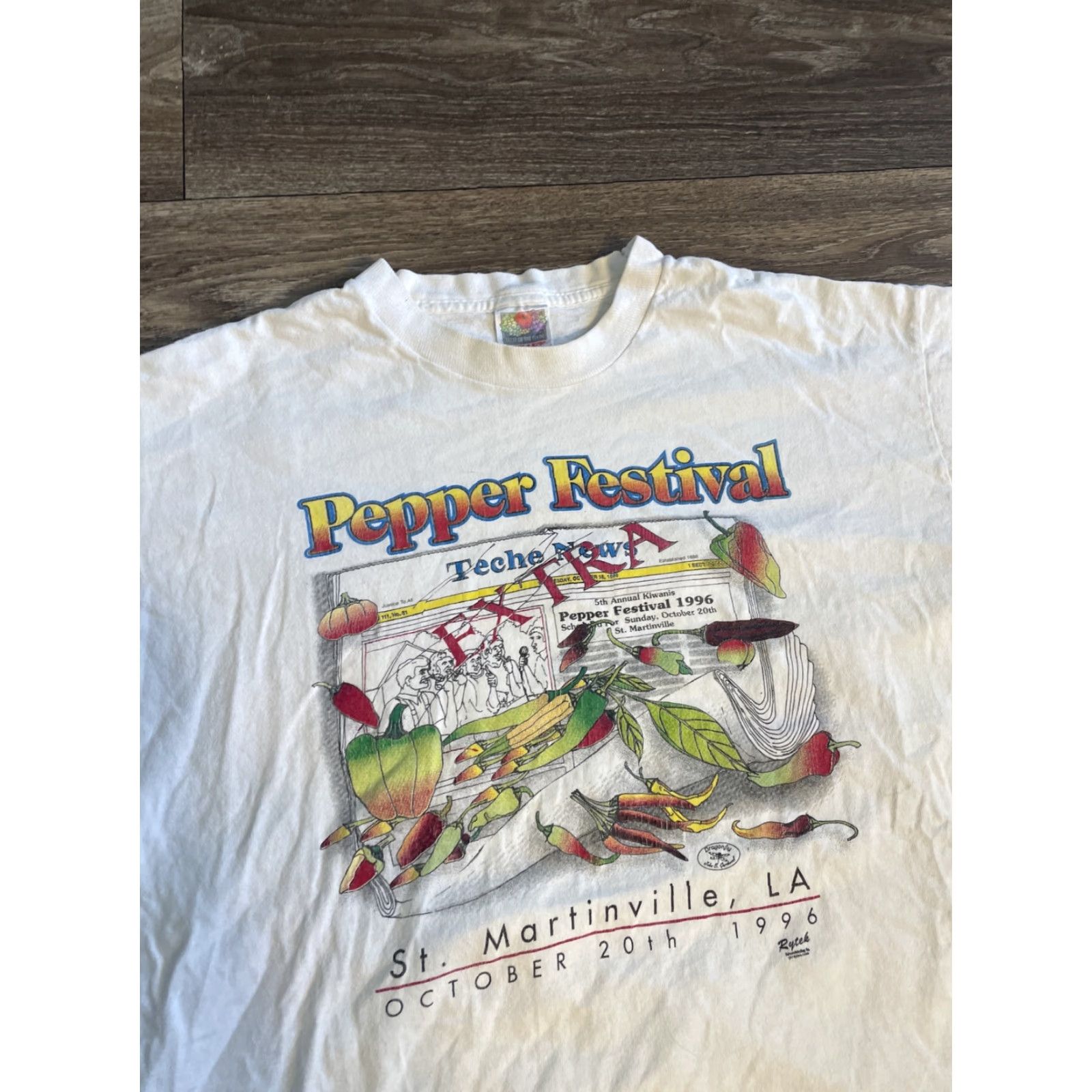 Vintage VINTAGE Louisiana Pepper Festival Art White T-Shirt Adult XL Mens Size US XL / EU 56 / 4 - 3 Thumbnail