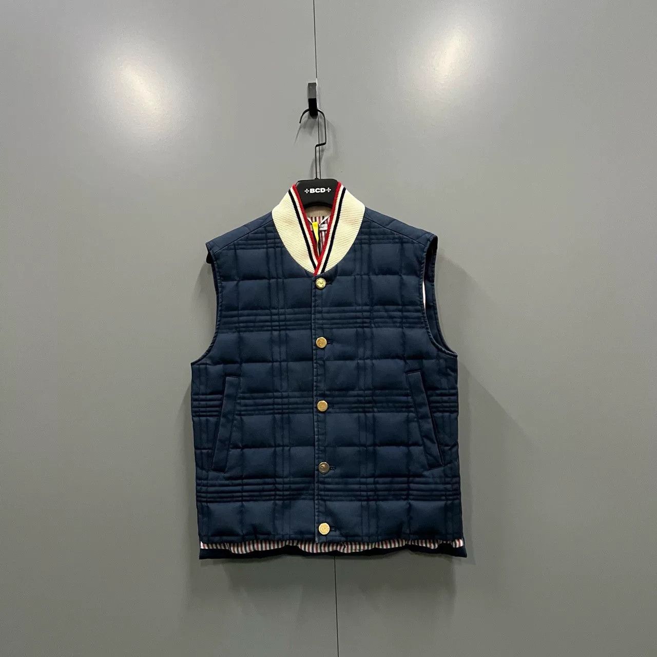 Thom Browne Navy Blue Striped Vest