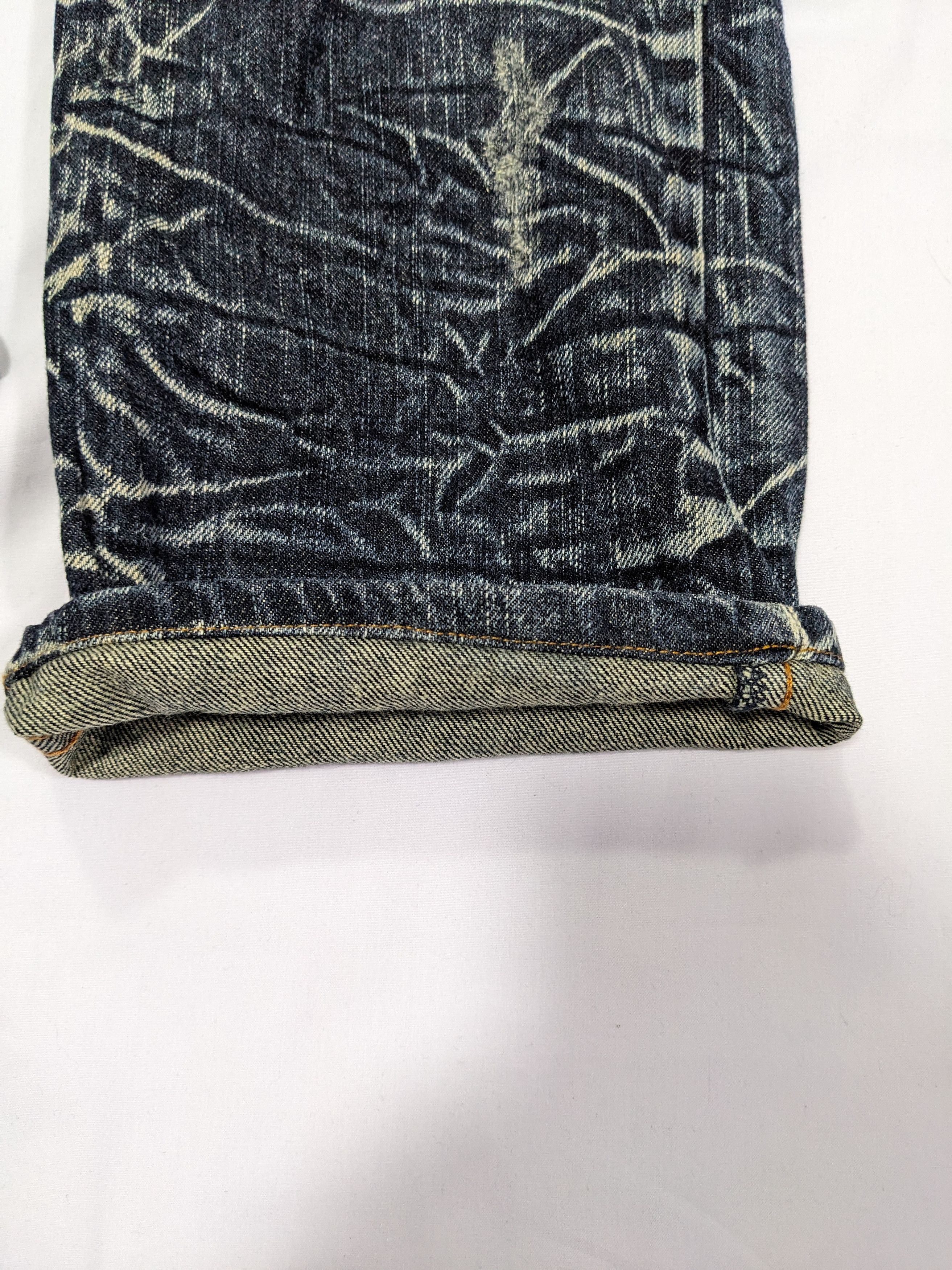 If Six Was Nine × Japanese Brand Unbrand Crazy Faded Pattern Washed Crease Denim Pants Size US 34 / EU 50 - 15 Thumbnail