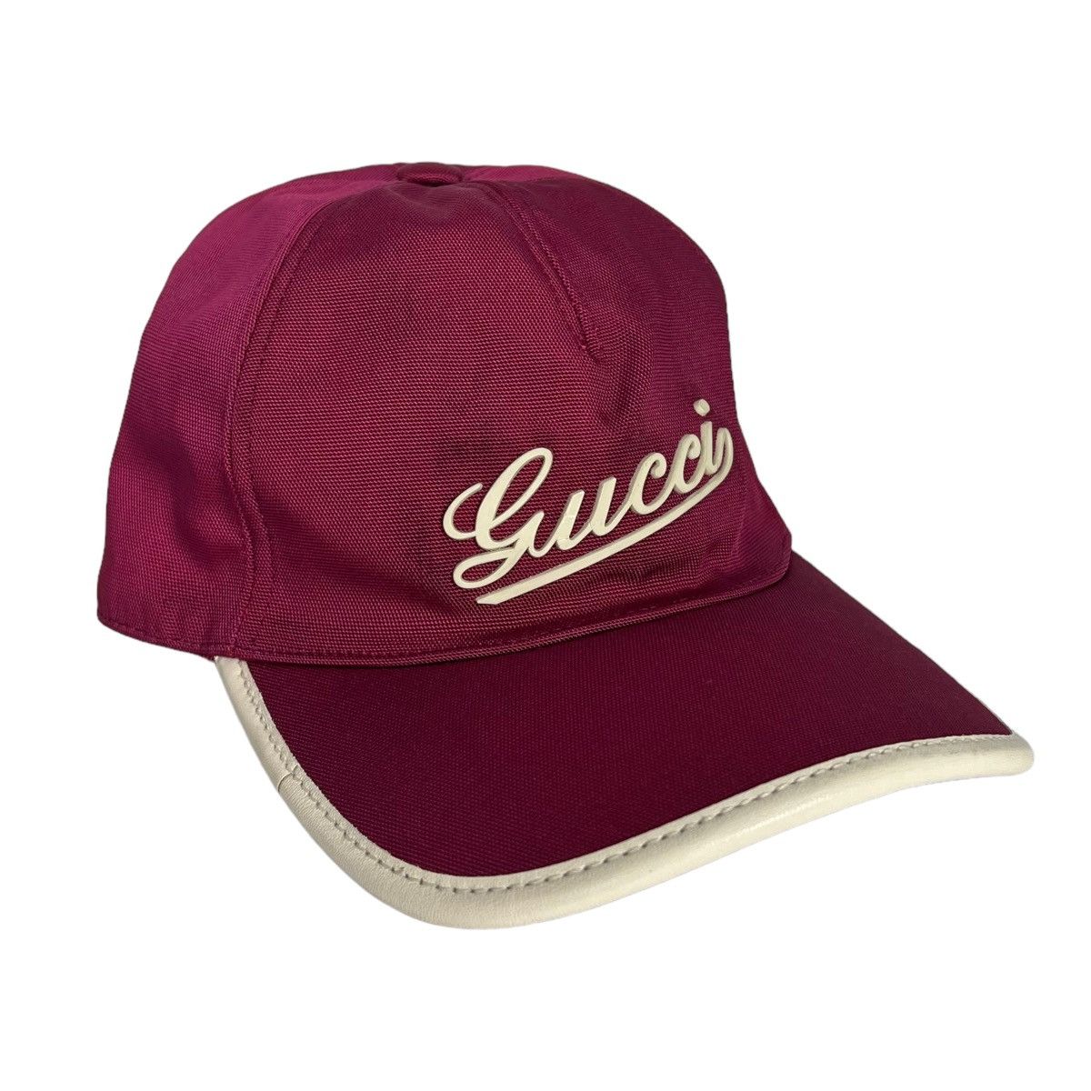 image of Gucci Cursive Logo Baseball Cap in Maroon, Men's