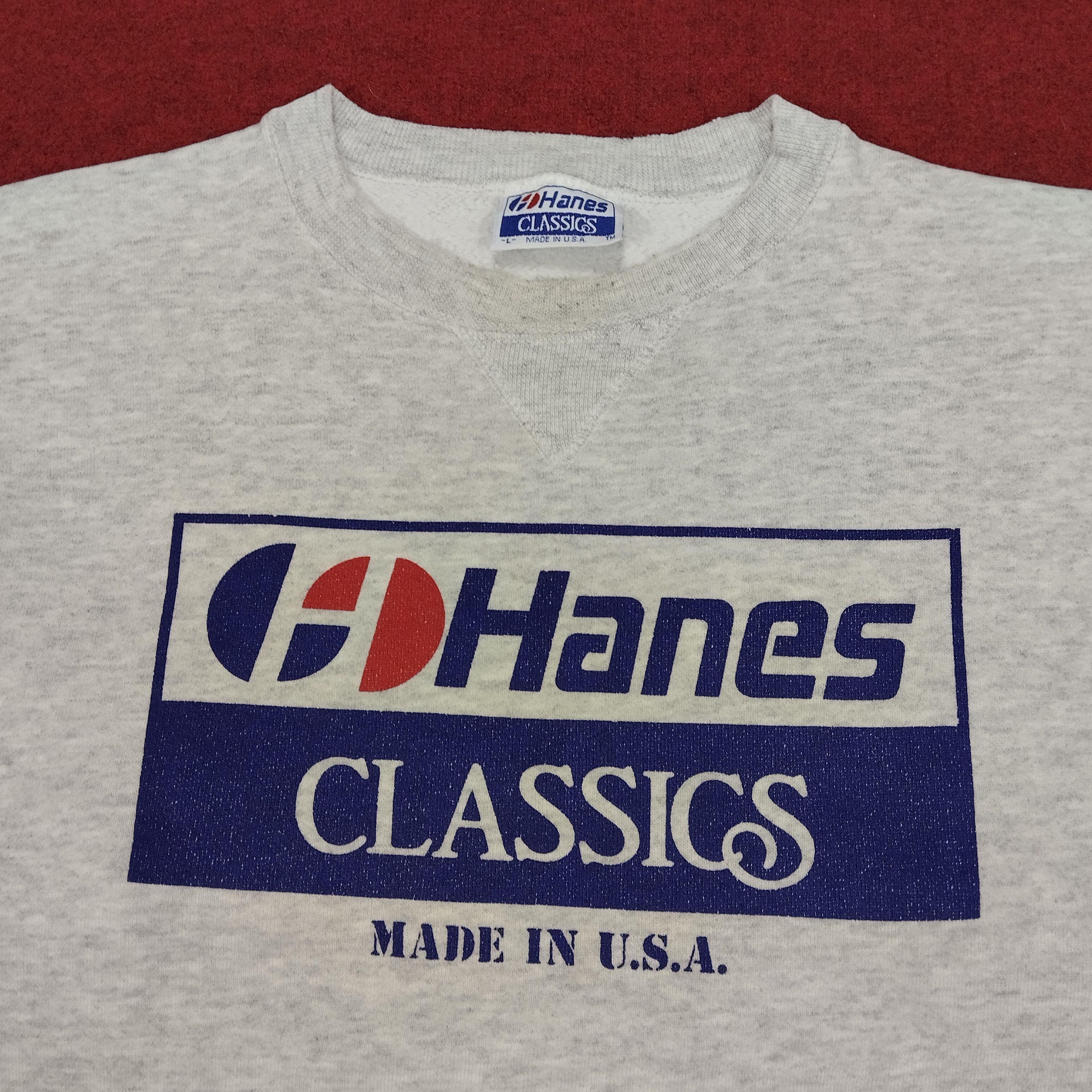 Hanes × Vintage Hanes Classic Center Box Logo Design Vintage Sweatshirt Size US M / EU 48-50 / 2 - 2 Thumbnail