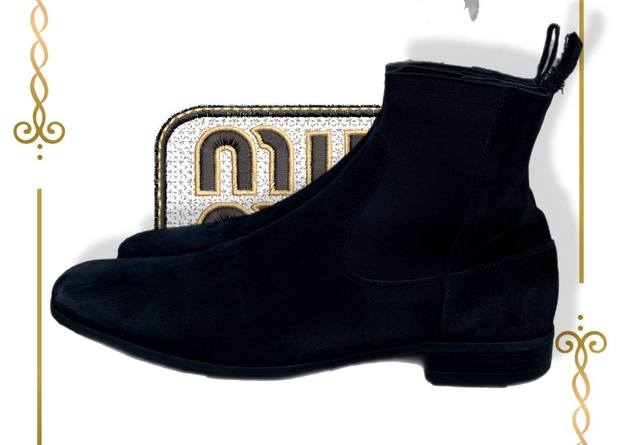 Miu Miu Miu Miu Black Suede Leather Almond Toe Men's Chelsea Boots Size US 10 / EU 43 - 2 Thumbnail