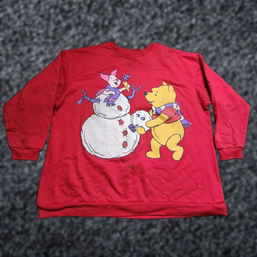 Vintage VINTAGE 90s Winnie The Pooh & Piglet Christmas Sweatshirt Red XL Size XL / US 12-14 / IT 48-50 - 1 Thumbnail
