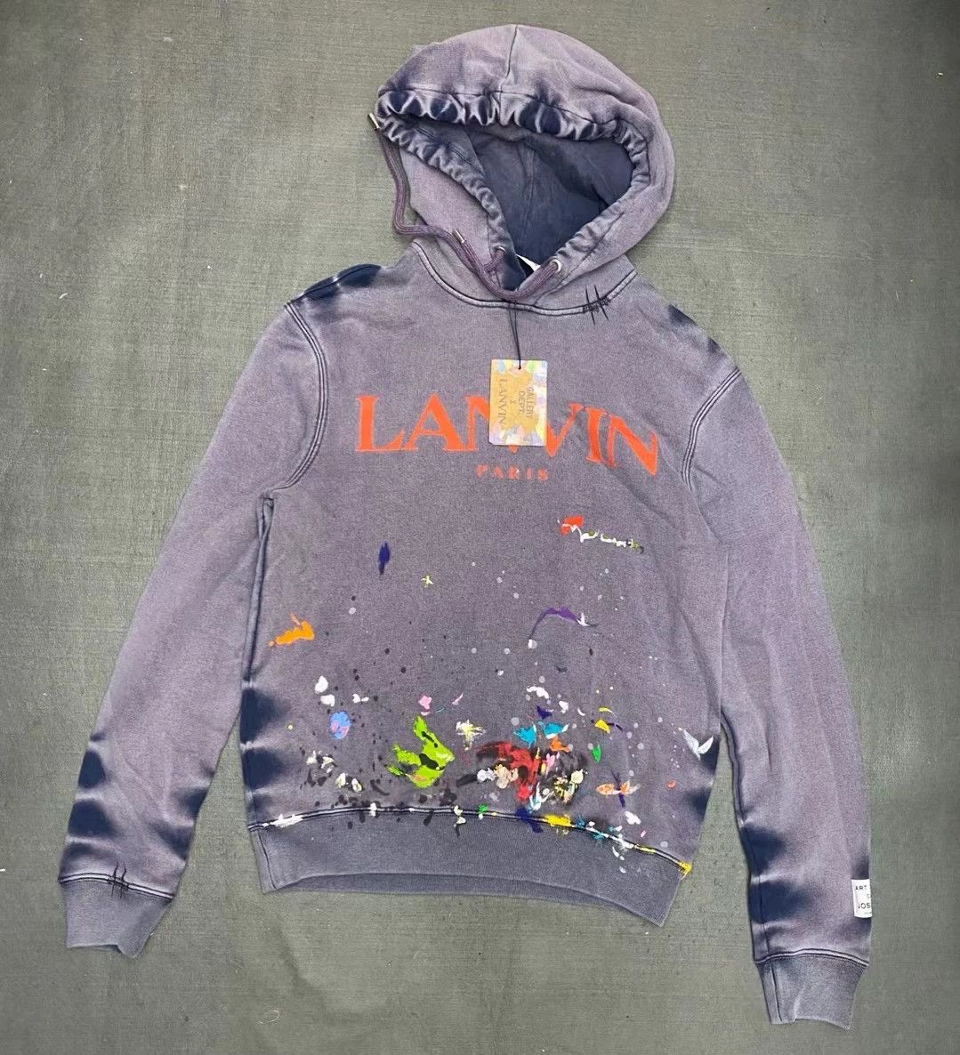 Lanvin Lanvin x Gallery Dept. Drip Logo Blue Hoodie S Chen Size US S / EU 44-46 / 1 - 1 Thumbnail