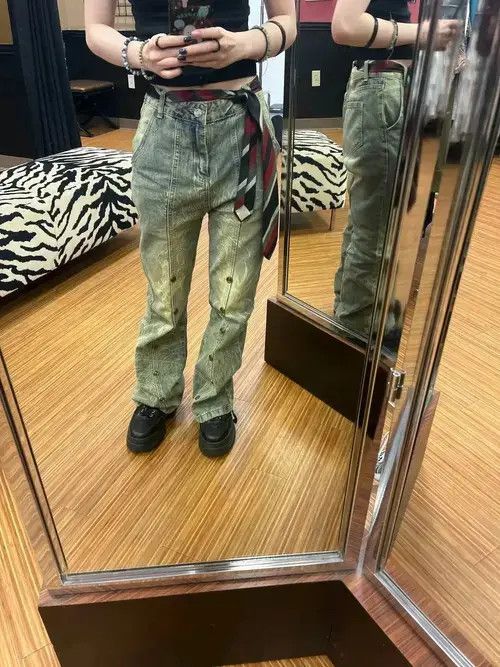 Designer washed flared printed jeans Size US 30 / EU 46 - 6 Thumbnail