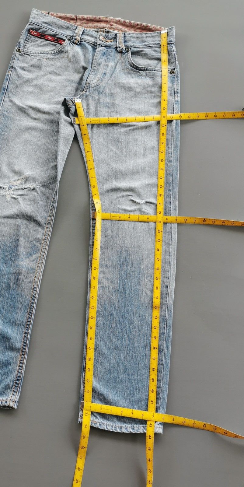 Edwin Edwin 423XVS Light Blue Distressed Denim Jeans Size US 34 / EU 50 - 14 Thumbnail