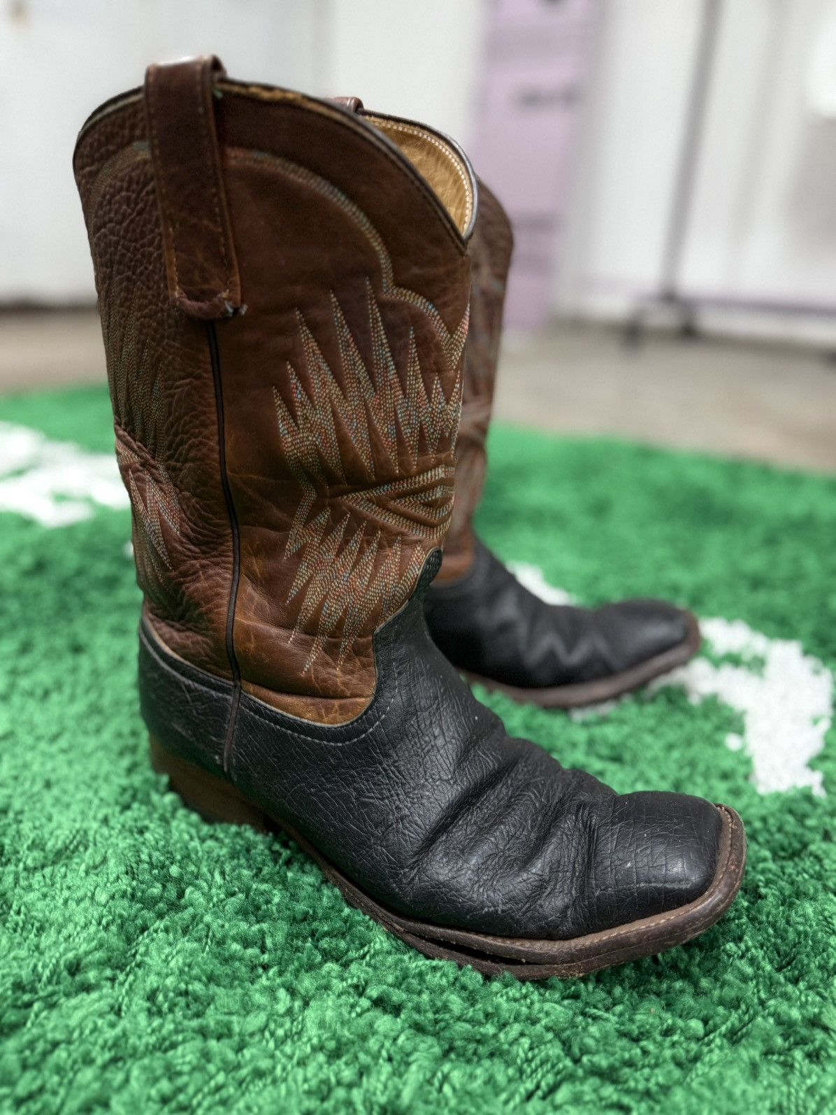 Vintage Anderson Bean Hippie Embroidered Eye Cowboy Boots