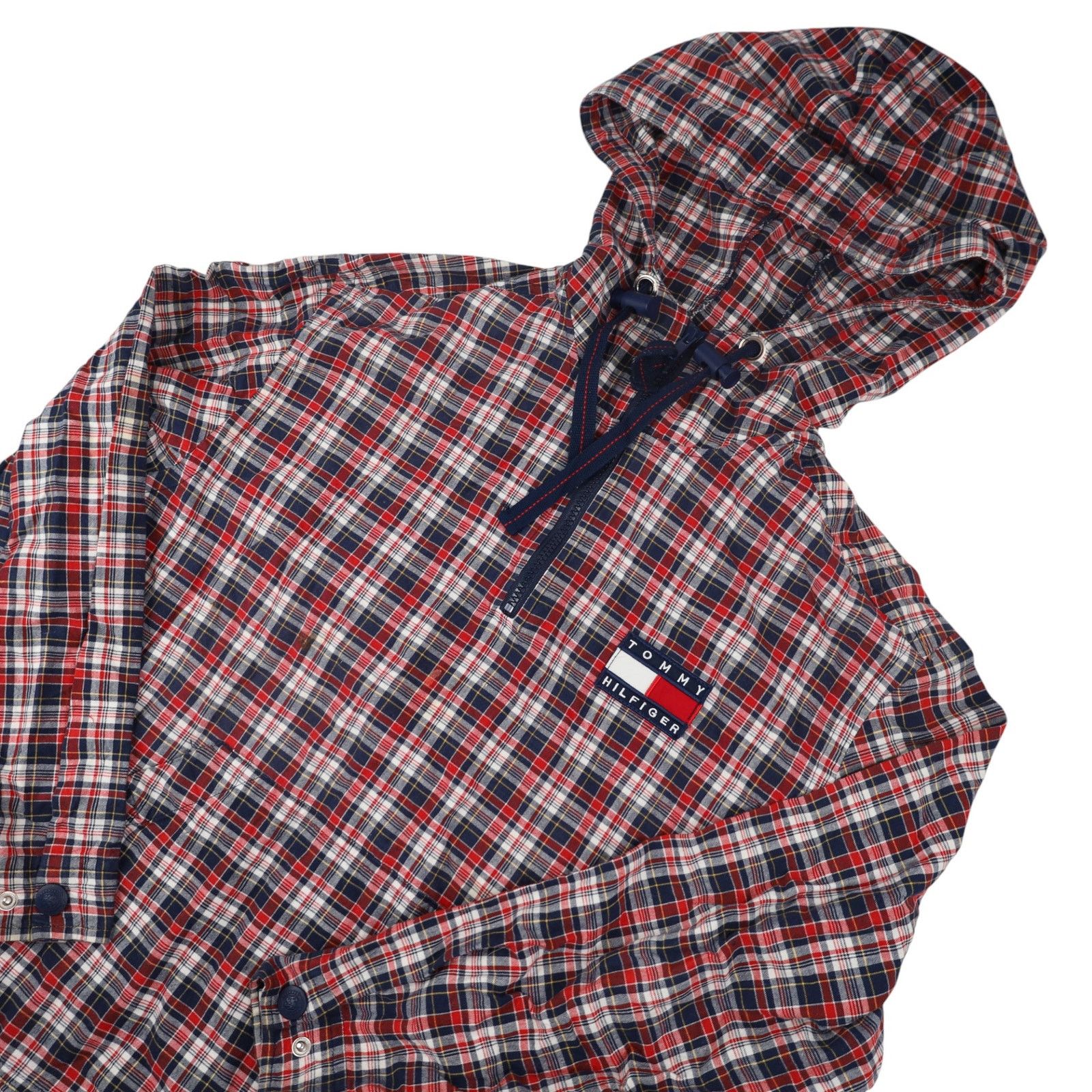 Tommy Hilfiger × Vintage Vintage 90S Tommy Hilfiger Plaid Pullover Hoodie Size US M / EU 48-50 / 2 - 2 Thumbnail