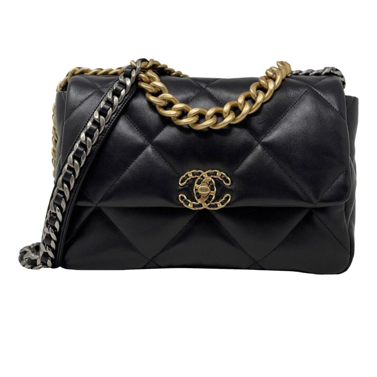 Chanel CHANEL 19 Large Flap Black Quilted Leather Shoulder Bag Size ONE SIZE - 1 Thumbnail