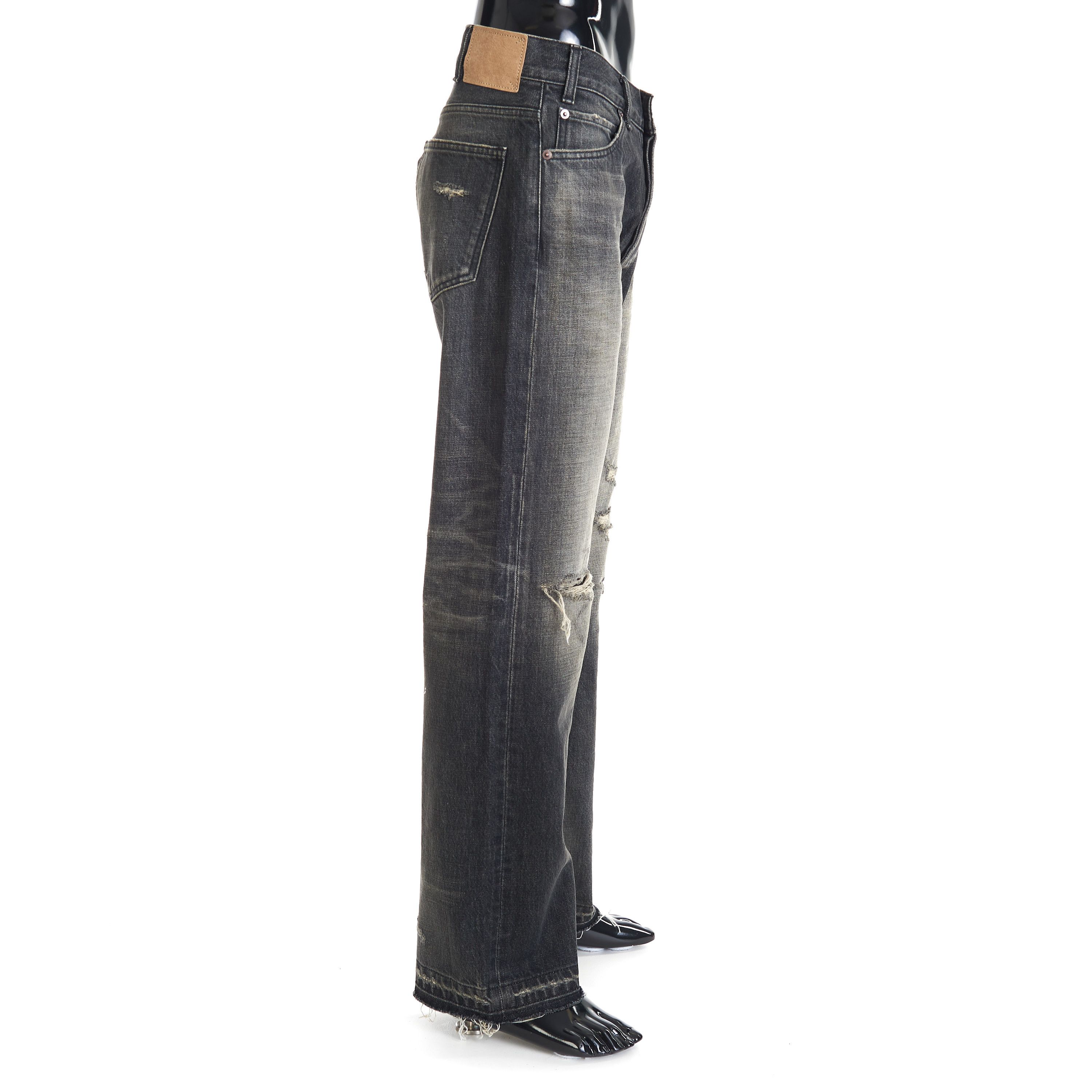 Celine × Hedi Slimane Wesley Jeans - Destroyed Black Paradiso Wash Denim, Low-Rise Size US 34 / EU 50 - 7 Thumbnail