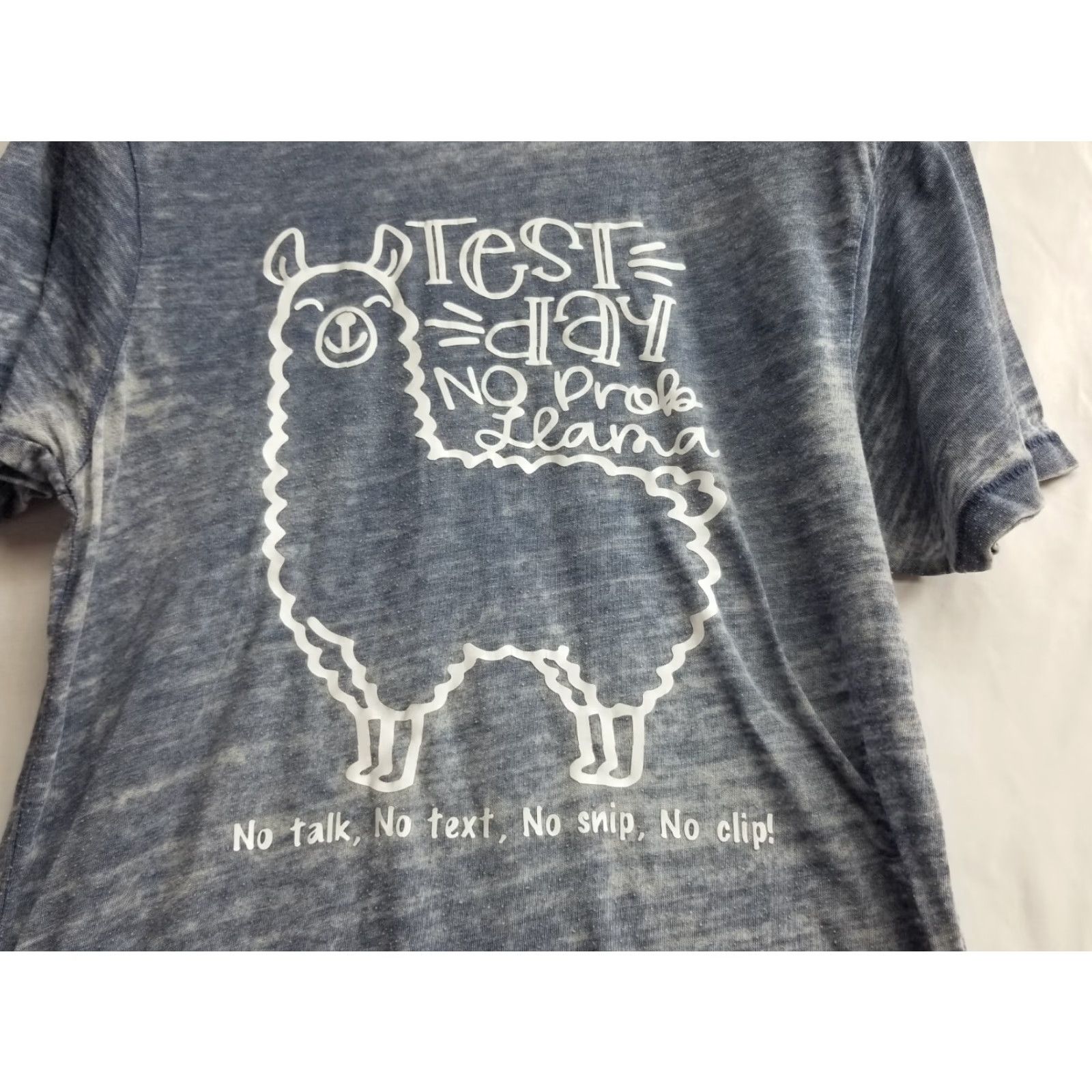 Vintage Test Day No Prob-Llama Funny Men's T-Shirt Short Sleeve Round Neck Blue Medium Lightweight 100% cotton Jersey Printed Shirt Mens Size US M / EU 48-50 / 2 - 2 Thumbnail