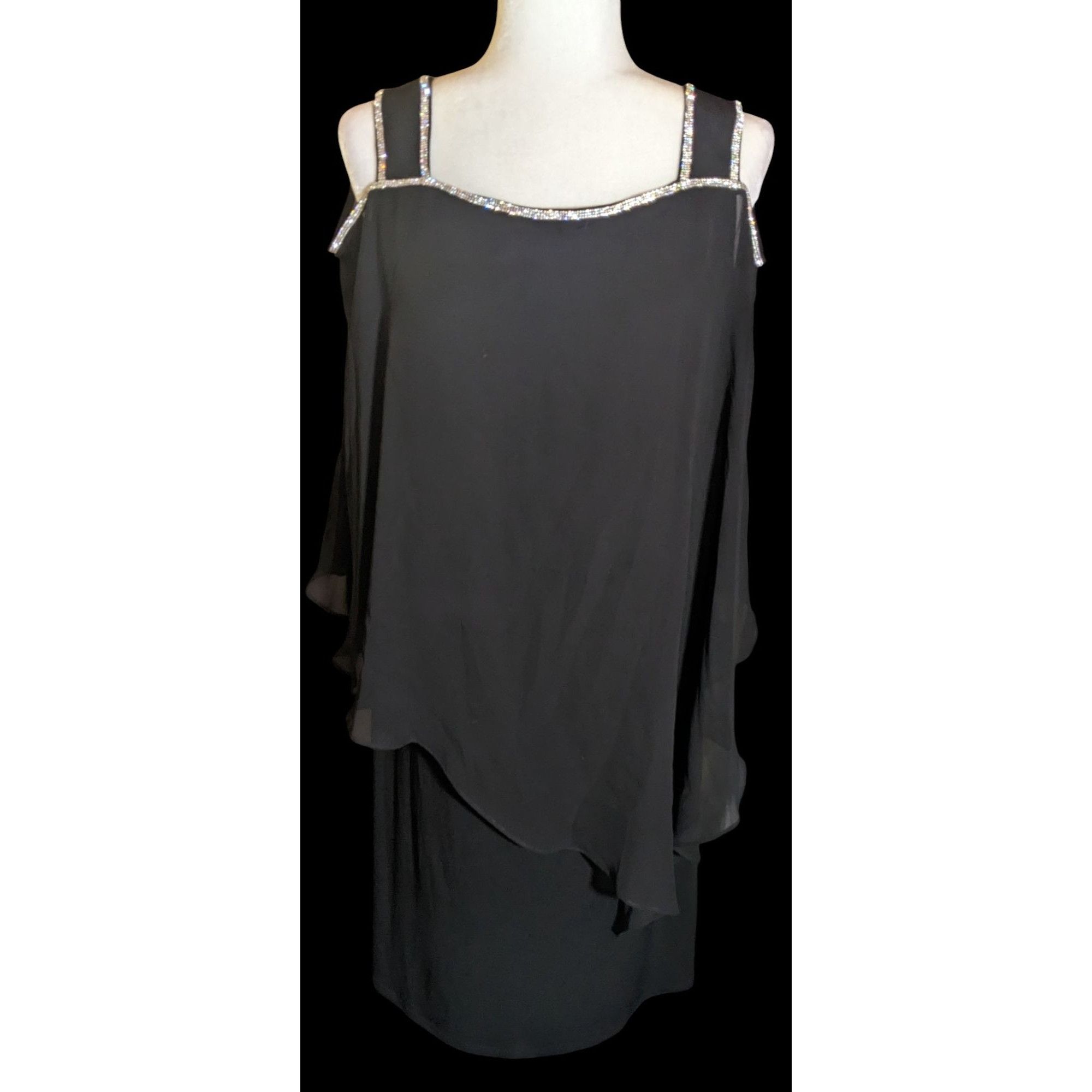 Other Vintage Glam Goth Glamour Nights Layered Chiffon Cocktail Dr Size XL / US 12-14 / IT 48-50 - 1 Thumbnail