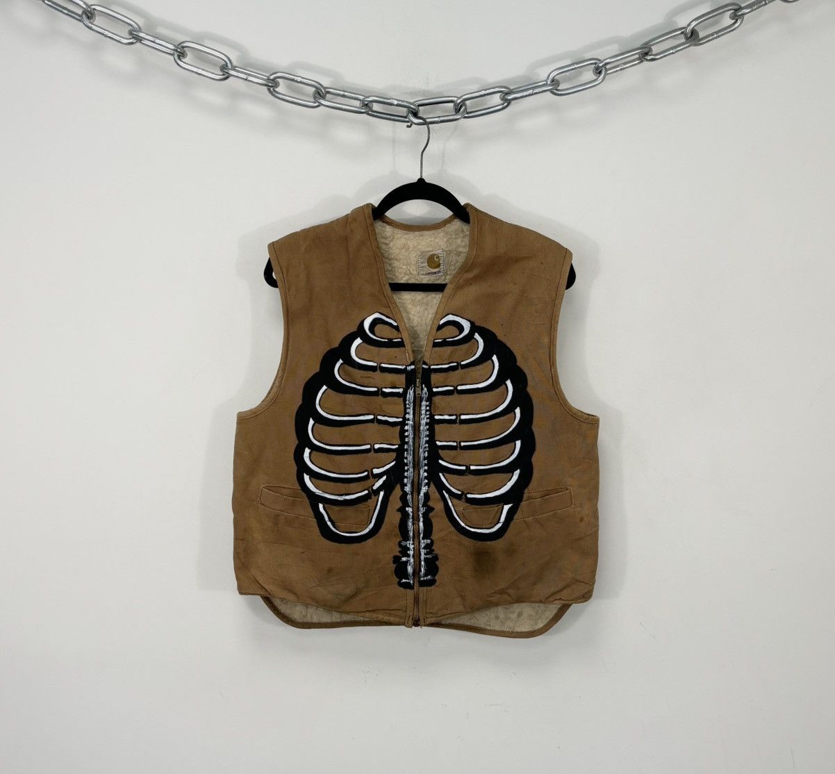 Carhartt Vintage 70s Carhartt Skeleton Bones Custom Sherpa Vest Size US M / EU 48-50 / 2 - 1 Thumbnail