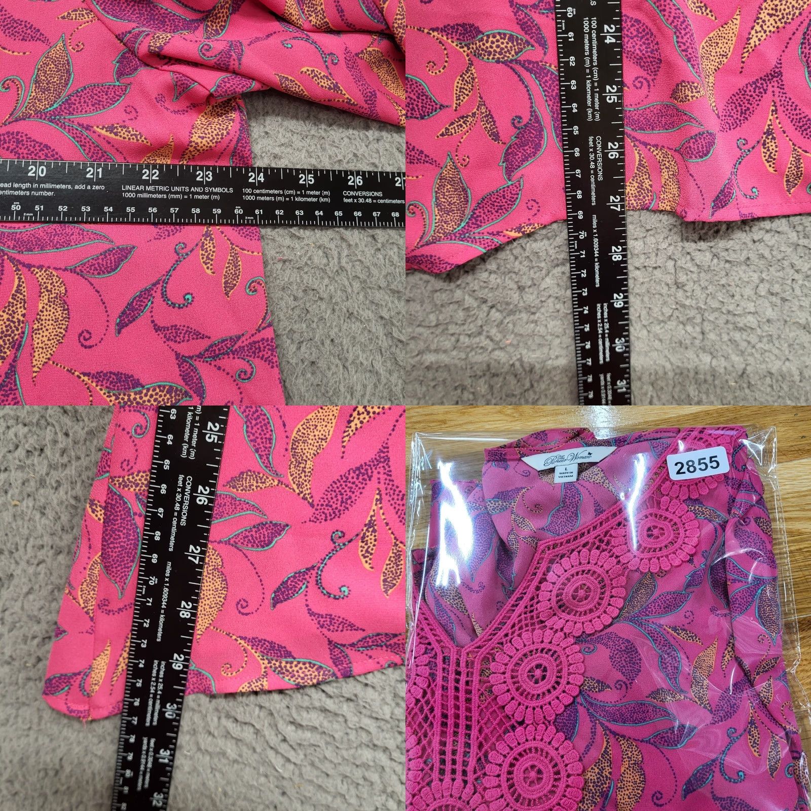 Pinko The Pioneer Woman Shirt Blouse Botanic Pink Sharkbite Hem 3/4 Sleeve Floral Multicolor L Size L / US 10 / IT 46 - 8 Thumbnail
