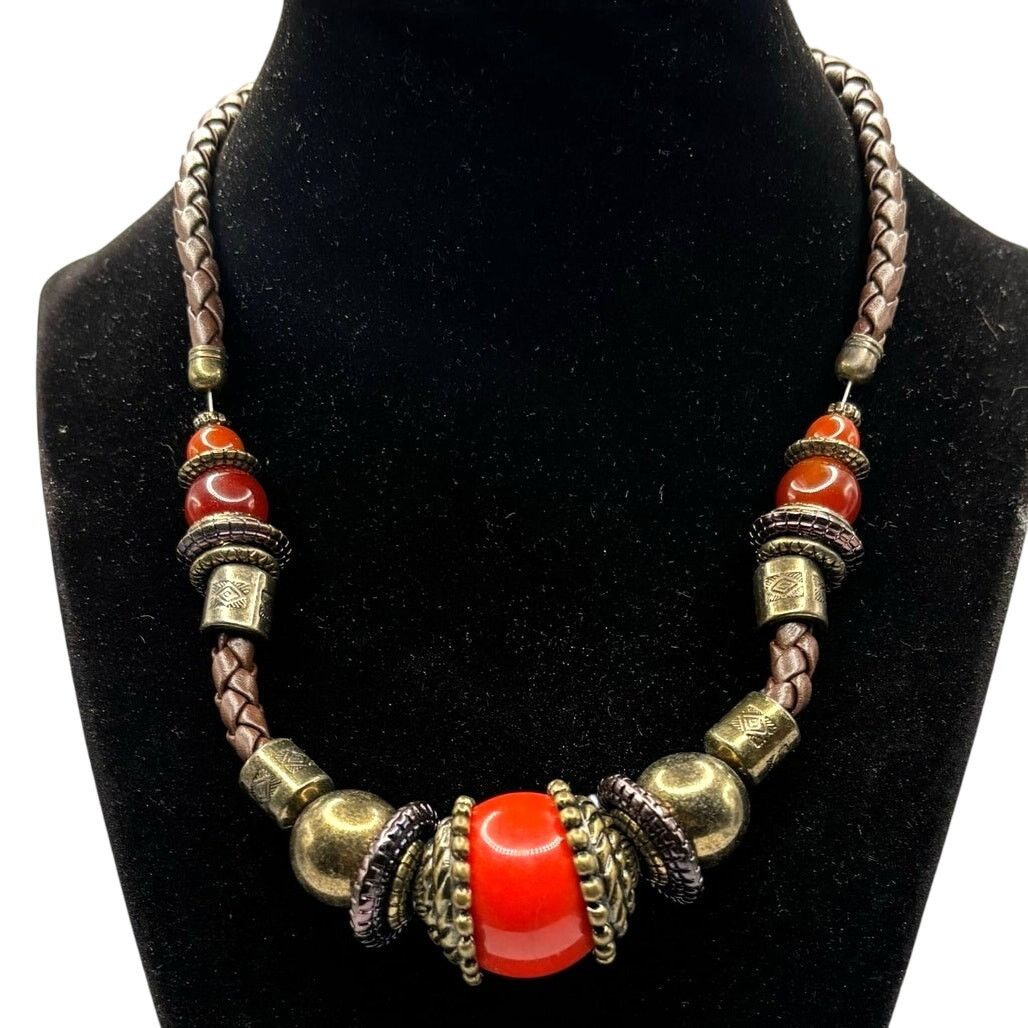 Other Vintage Gold & Red Necklace Size ONE SIZE - 1 Thumbnail