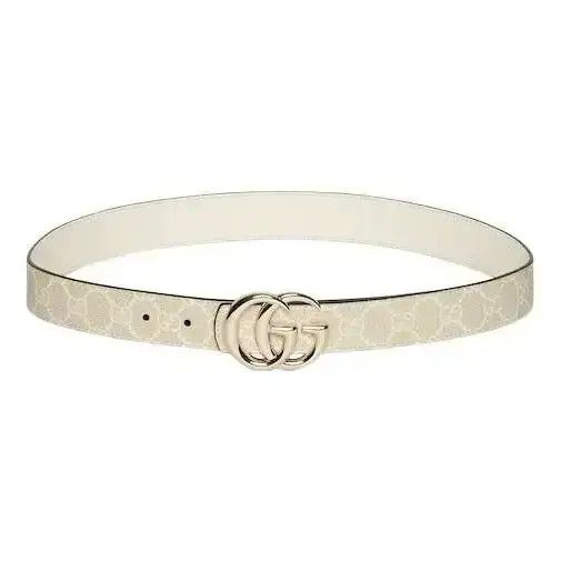 O1loc1c1026 847131 Size: 75 / Reversible Gg Marmont Belt in White, Women's