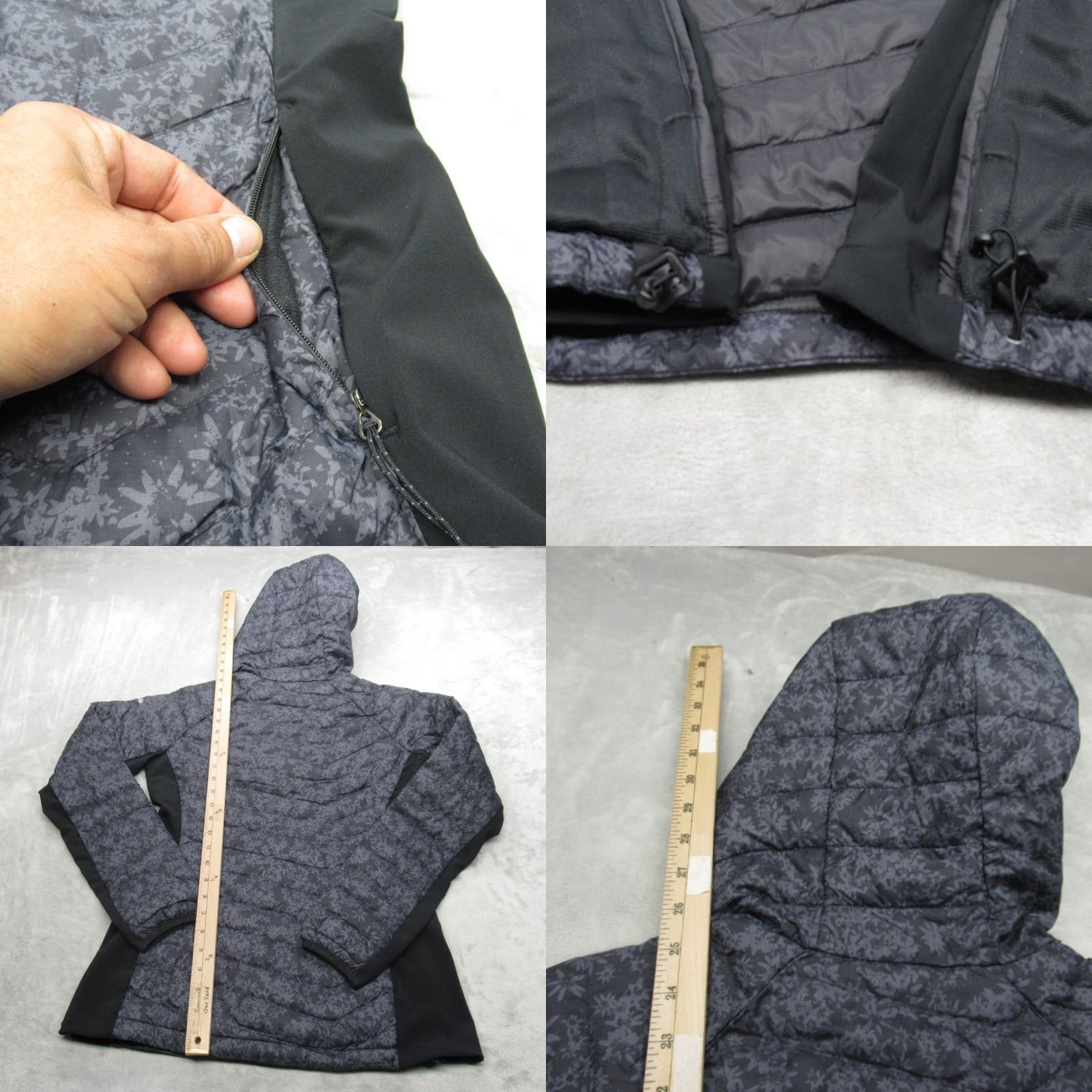 Vintage Columbia Jacket Women Medium Dark Blue Floral Hooded Lightweight Puffer Hybrid Size M / US 6-8 / IT 42-44 - 8 Thumbnail