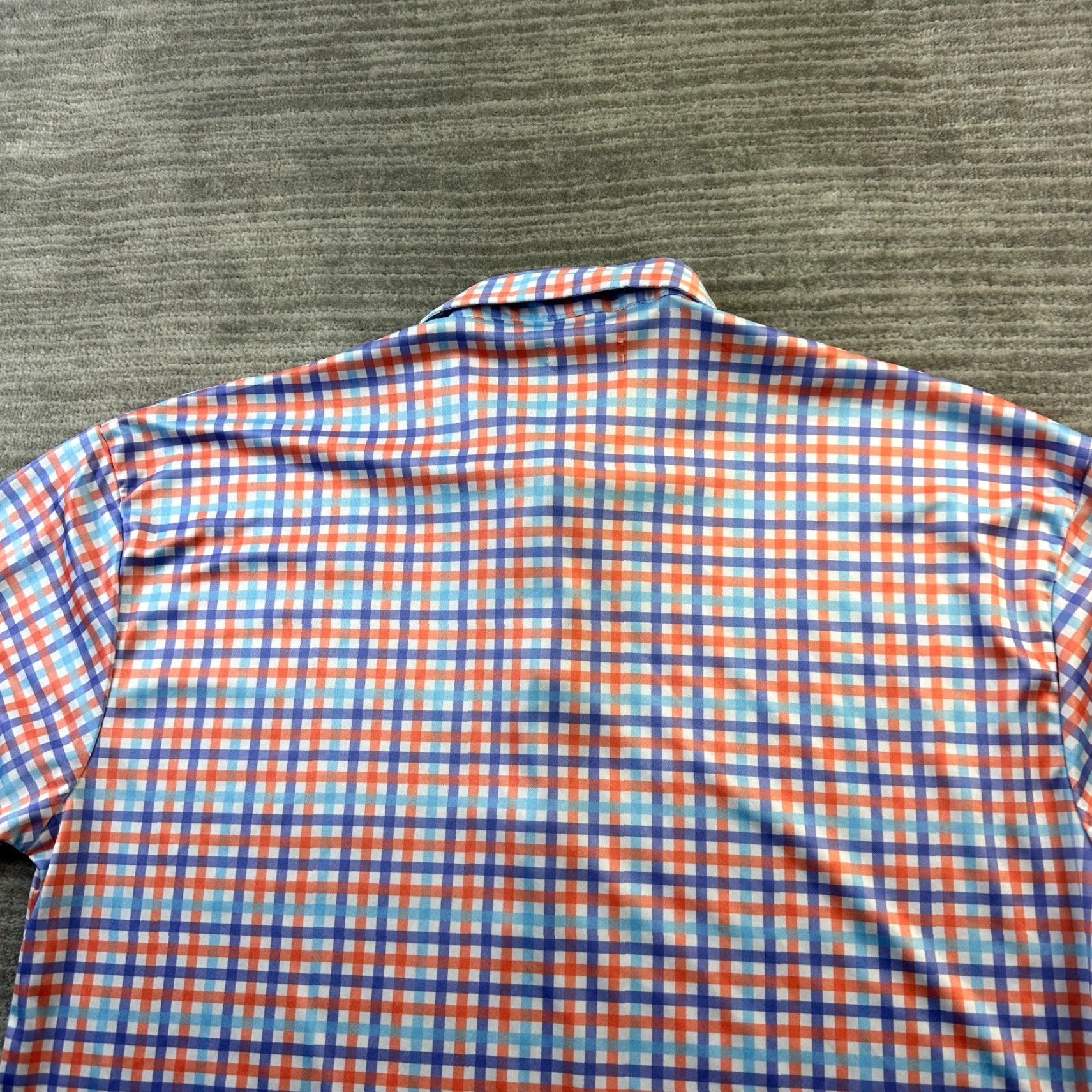 CO Collars & Co Polo Shirt Mens 2XL Regular Short Sleeve Button Collared Gingham Plaid Multicolor Polyester Blend Size 48R - 4 Thumbnail