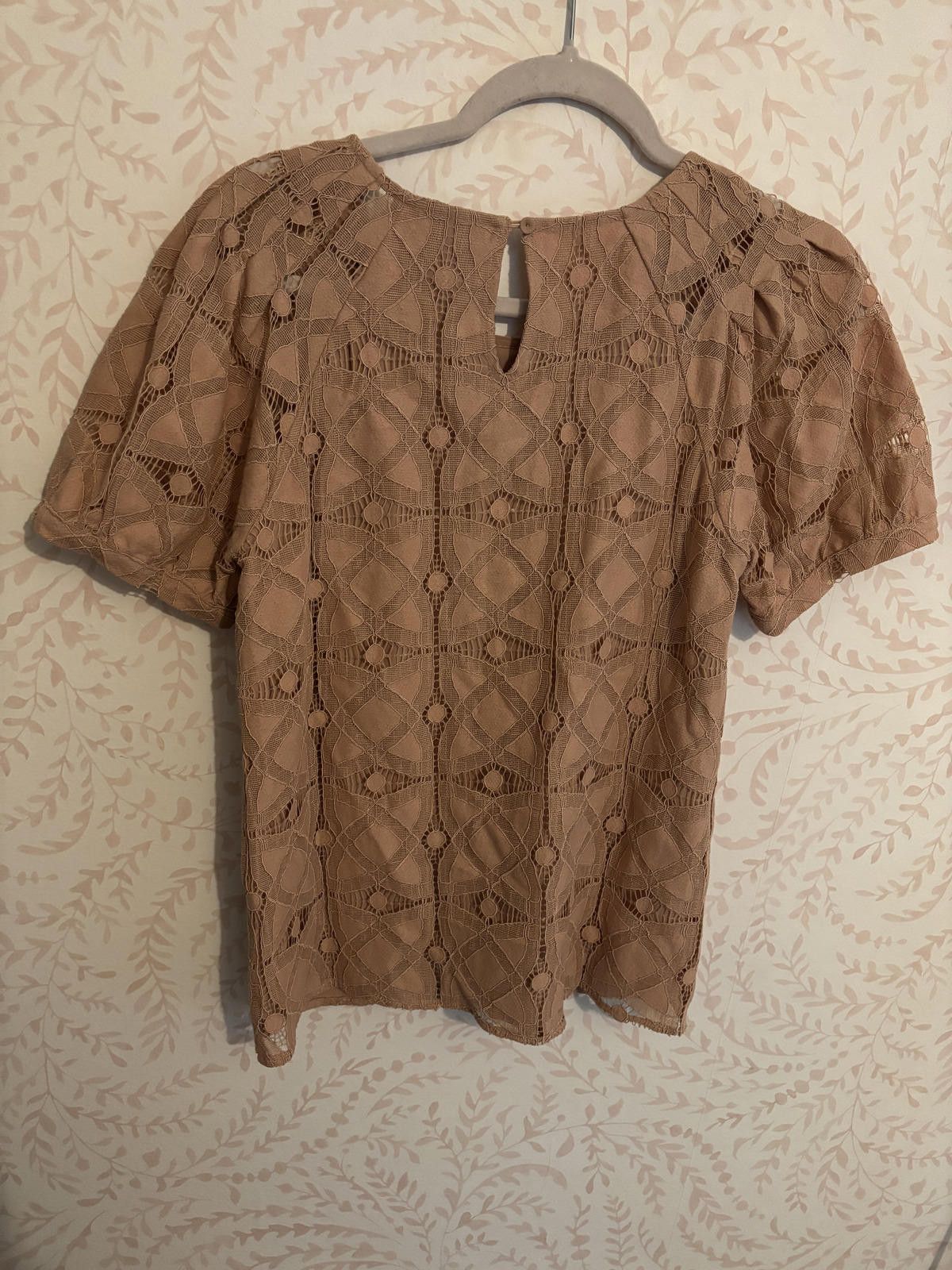 Other Anthropologie Maeve Beige Lace Puff Sleeve Blouse Size S / US 4 / IT 40 - 5 Thumbnail