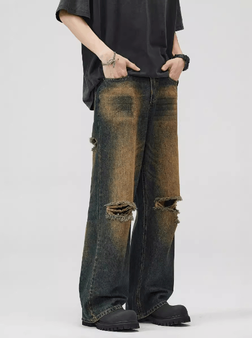 Japanese Brand American style washed distressed vintage baggy ripped jeans Size US 34 / EU 50 - 3 Thumbnail