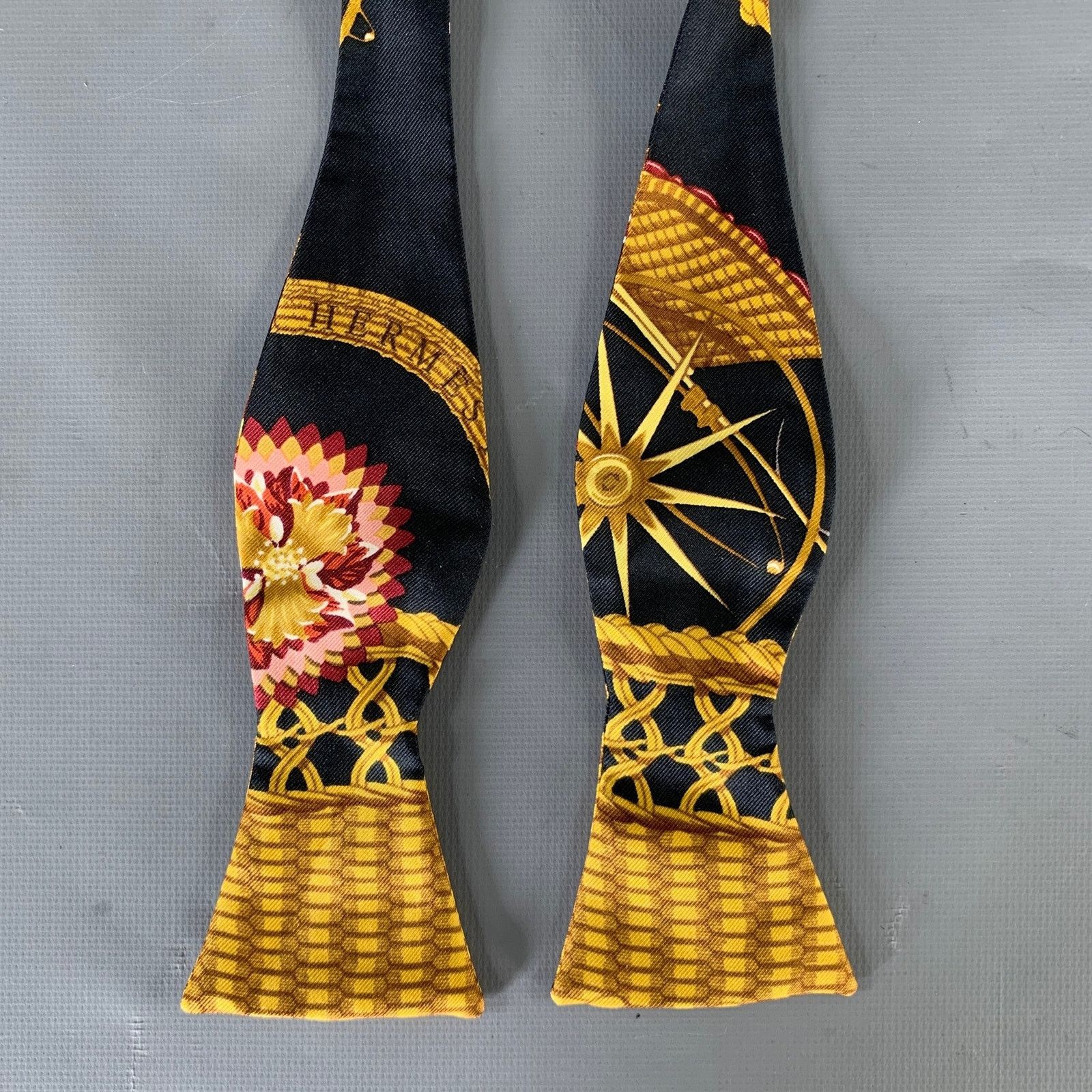 Hermes HERMES Black Multi-Color Basket Weave Silk Bow Tie Size ONE SIZE - 3 Thumbnail