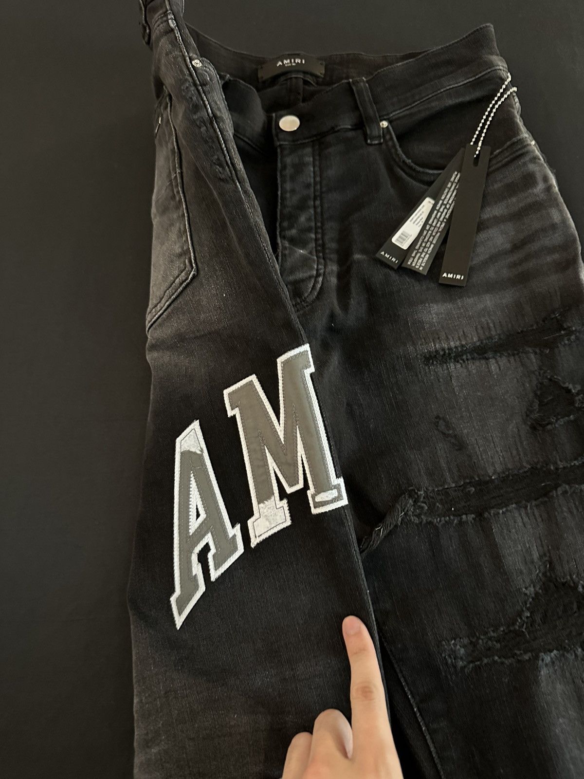 Amiri Amiri Varsity Logo Repair Skinny Jeans Size US 30 / EU 46 - 4 Thumbnail