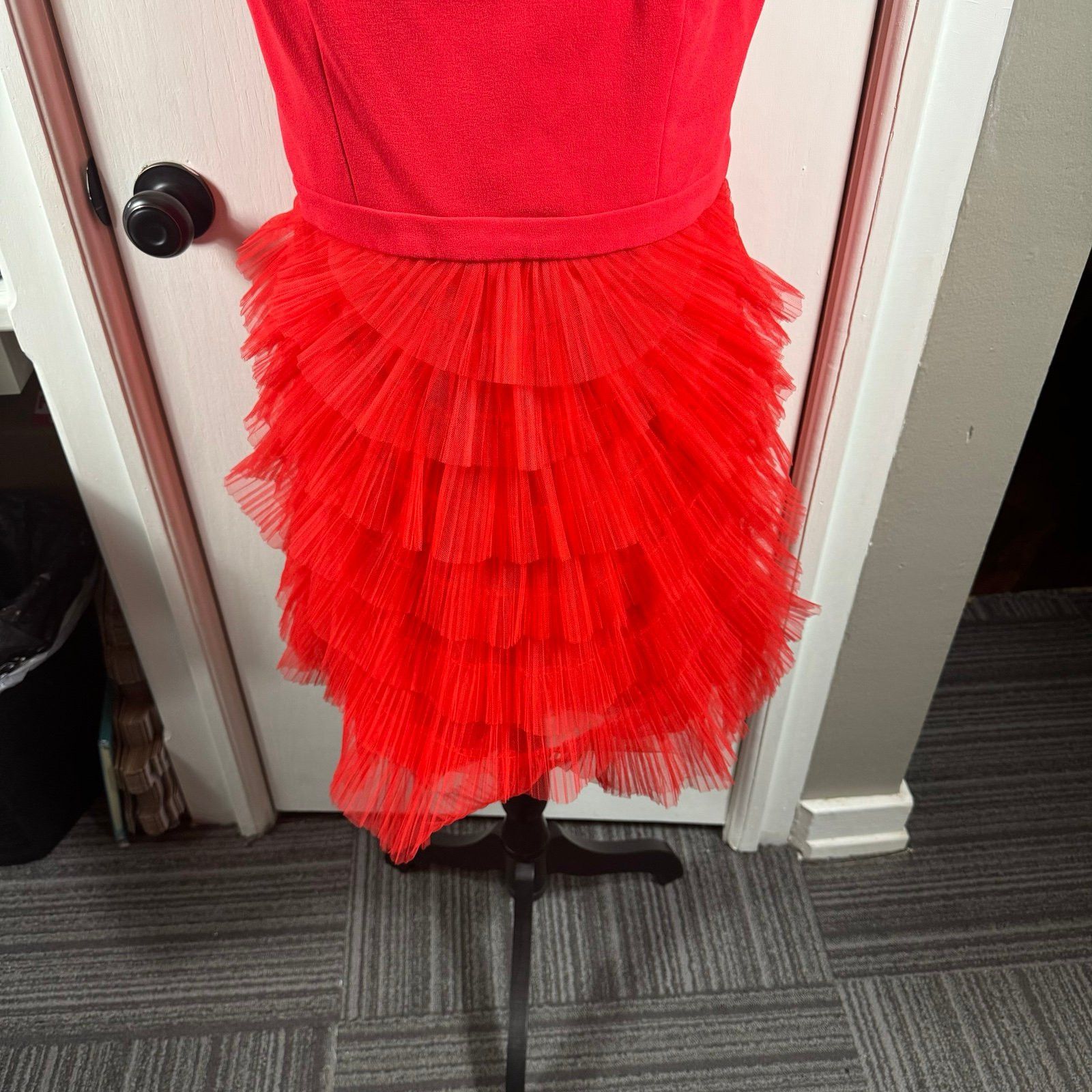 Bcbgmaxazria BCBMAXAZRIA Women's Red Tulle Mini Cassandra Party Dress Size L / US 10 / IT 46 - 6 Thumbnail