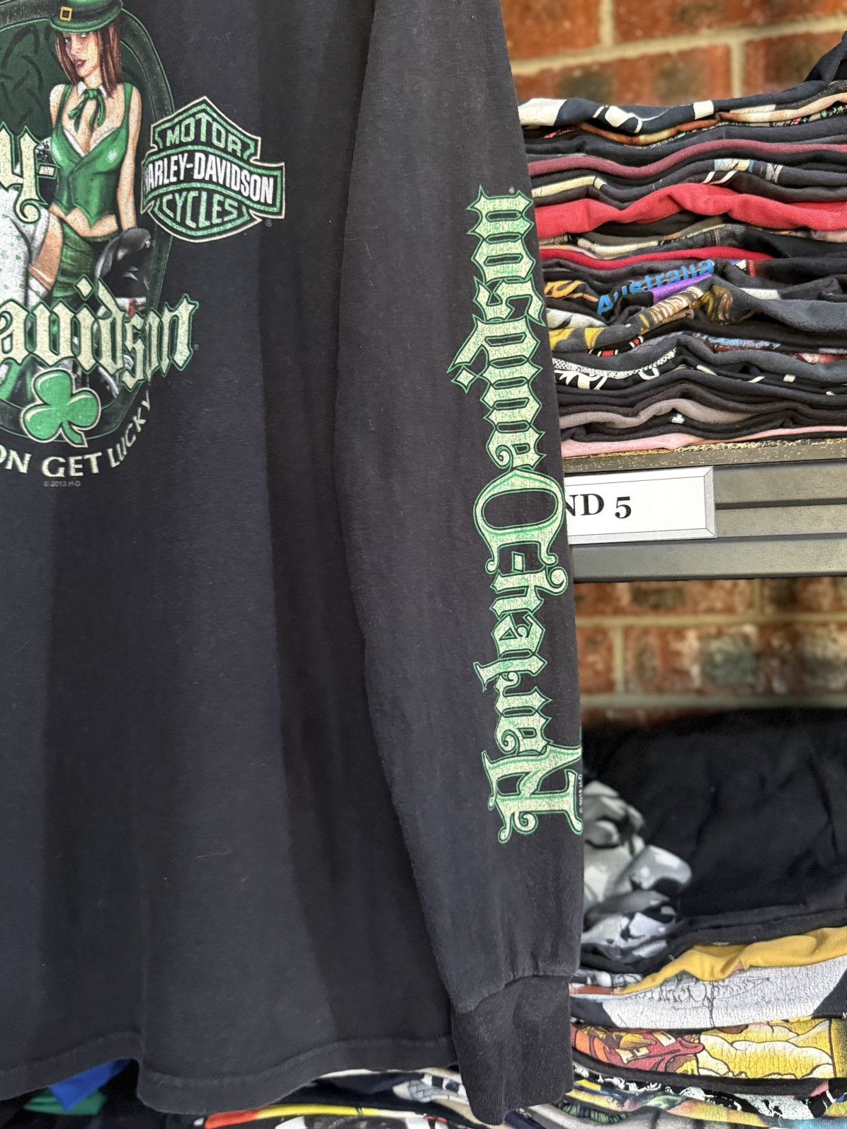 Harley Davidson Vintage Harley Davidson Get On Get Lucky Nekad Girl Faded T Size US L / EU 52-54 / 3 - 5 Thumbnail