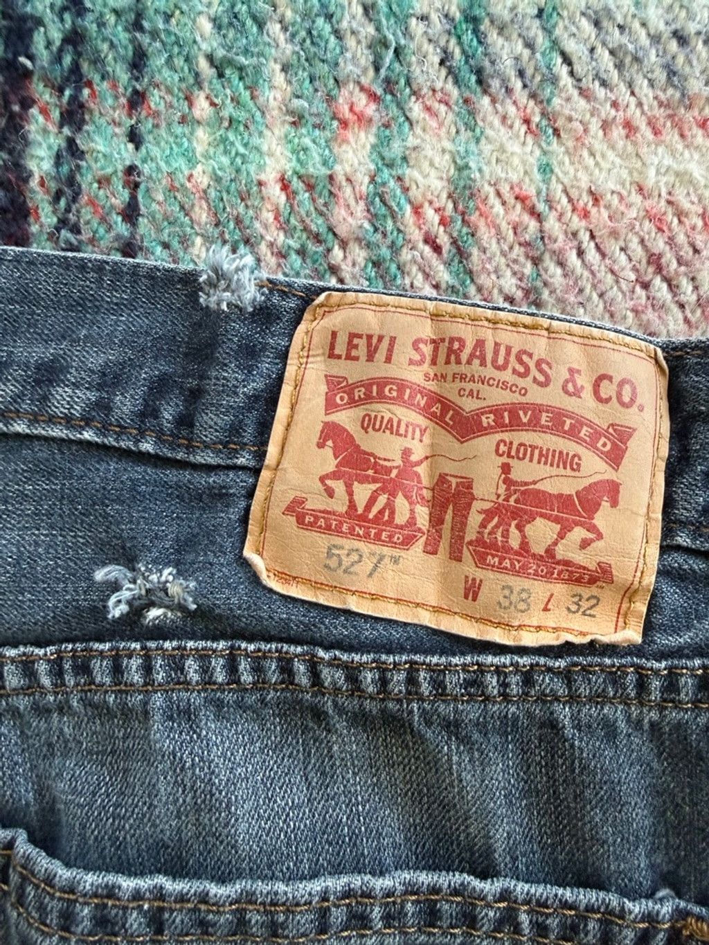 Levi's × Vintage Distressed Levi's 527 Bootcut Jeans Waist 37x31 Size US 37 - 5 Thumbnail