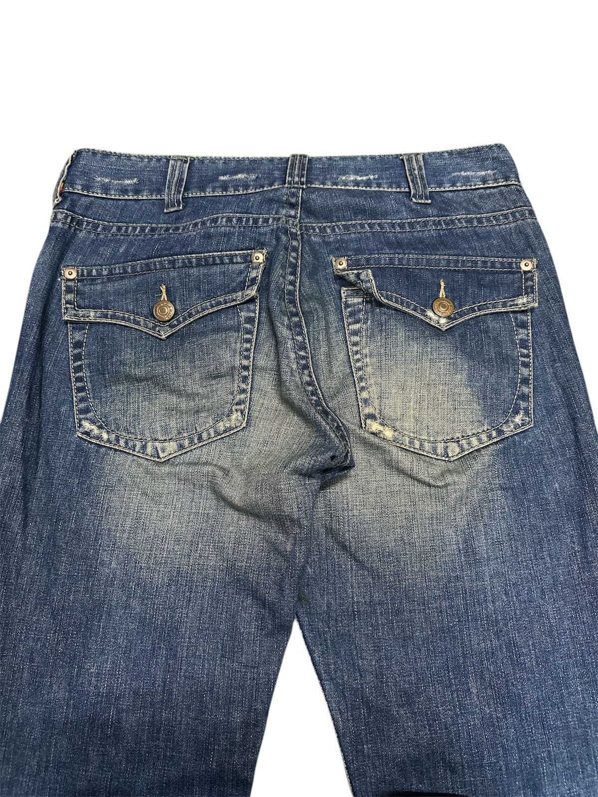 Japanese Brand Flare 💥🎌 Hippi Light Blue Flare Denim💥🎌 Size US 34 / EU 50 - 6 Thumbnail