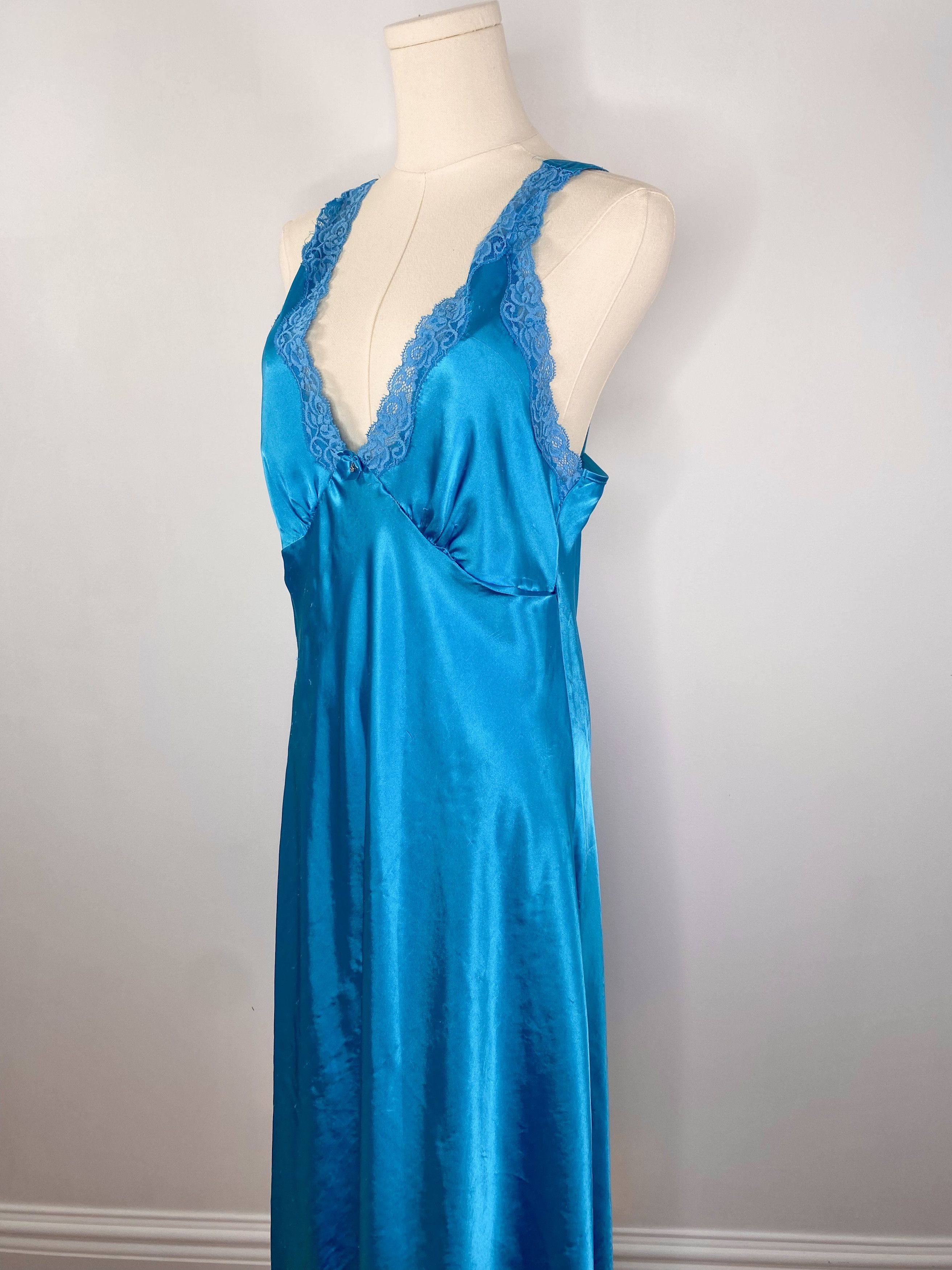 Jones New York Jones New York - Blue Nightgown Satin-Like Slip Dress Size M / US 6-8 / IT 42-44 - 9 Thumbnail