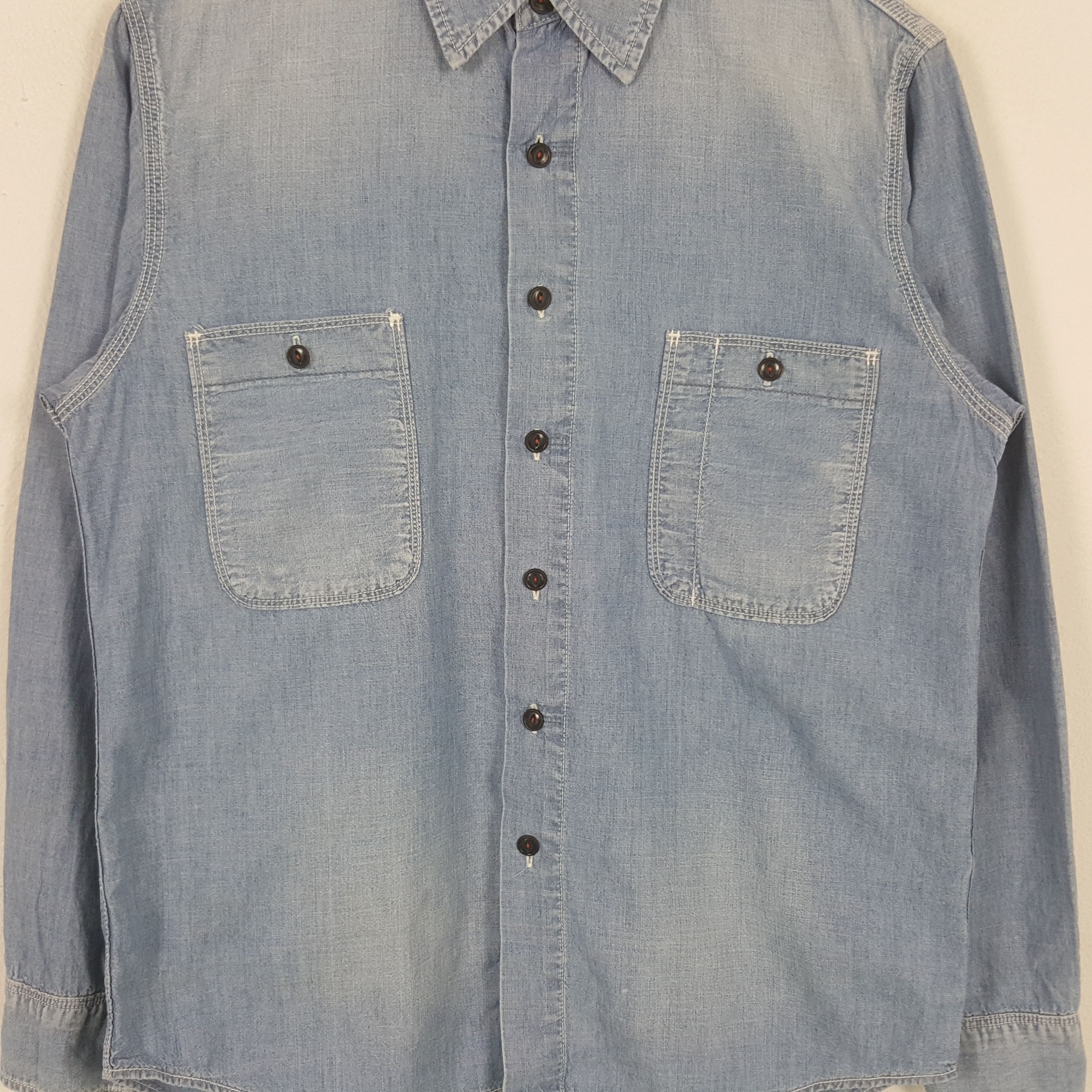 Japanese Brand × Vintage Vintage SHIRT TARO Denim Button Up Shirt Size US S / EU 44-46 / 1 - 2 Thumbnail