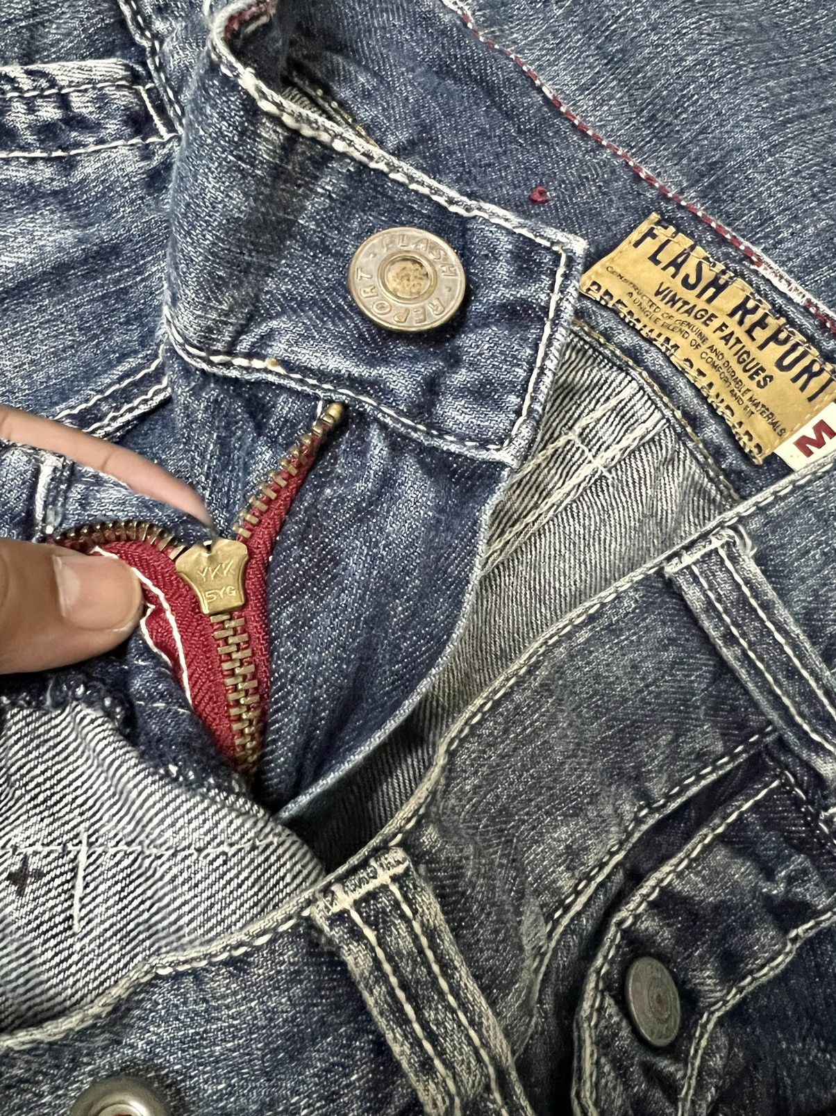 Japanese Brand FLASH REPORT JAPAN MUDWASH SMOKE FLARE JEANS Size US 33 - 9 Thumbnail