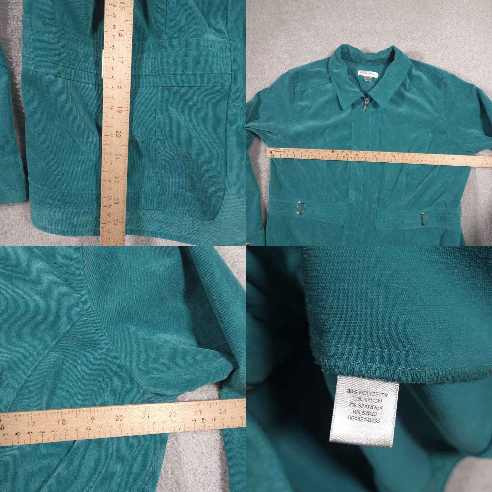 Vintage Christopher & Banks Jacket Womens XL Green Corduroy Full Zip Buckle Waist Casual Size XL / US 12-14 / IT 48-50 - 8 Thumbnail