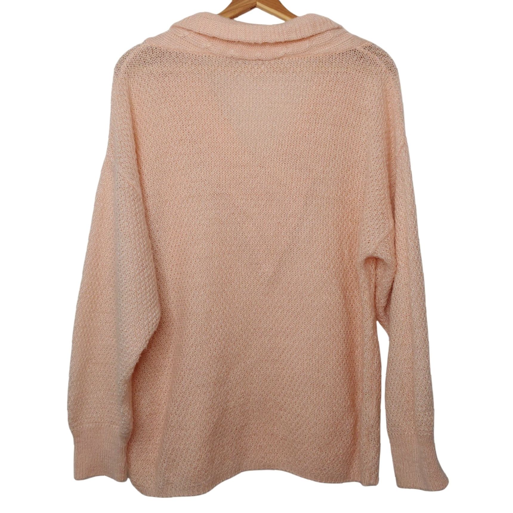 Vintage VINTAGE Sue Brett Sweater Medium Peach Pullover Shawl Collar 1980s Womens Size M / US 6-8 / IT 42-44 - 2 Thumbnail