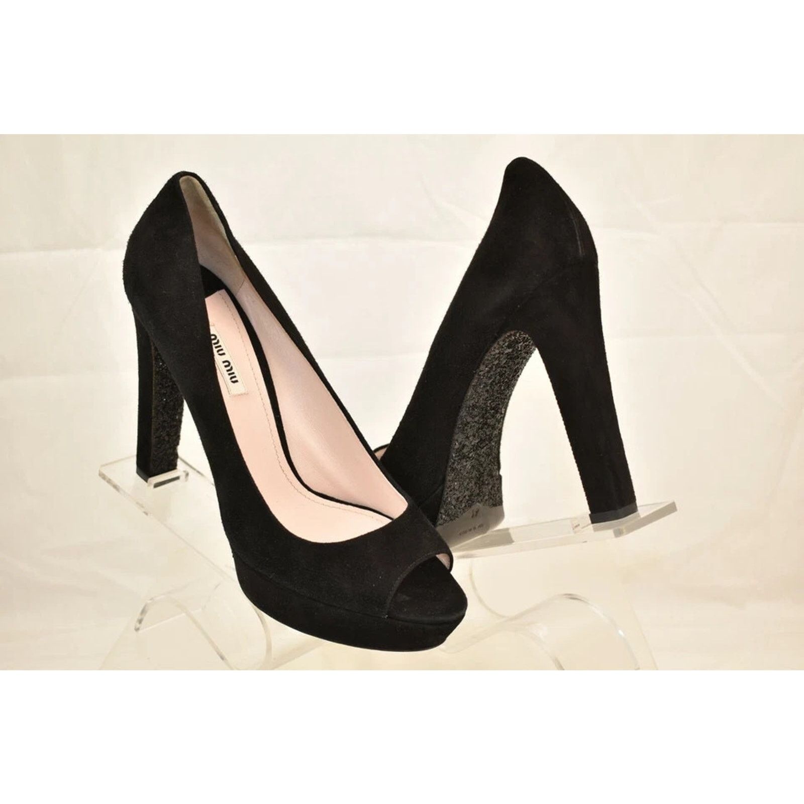 Miu Miu MIU MIU PRADA 5KP21 BLACK SUEDE GLITTER SOLES PUMPS 41 ITALY Size US 11 / IT 41 - 3 Thumbnail