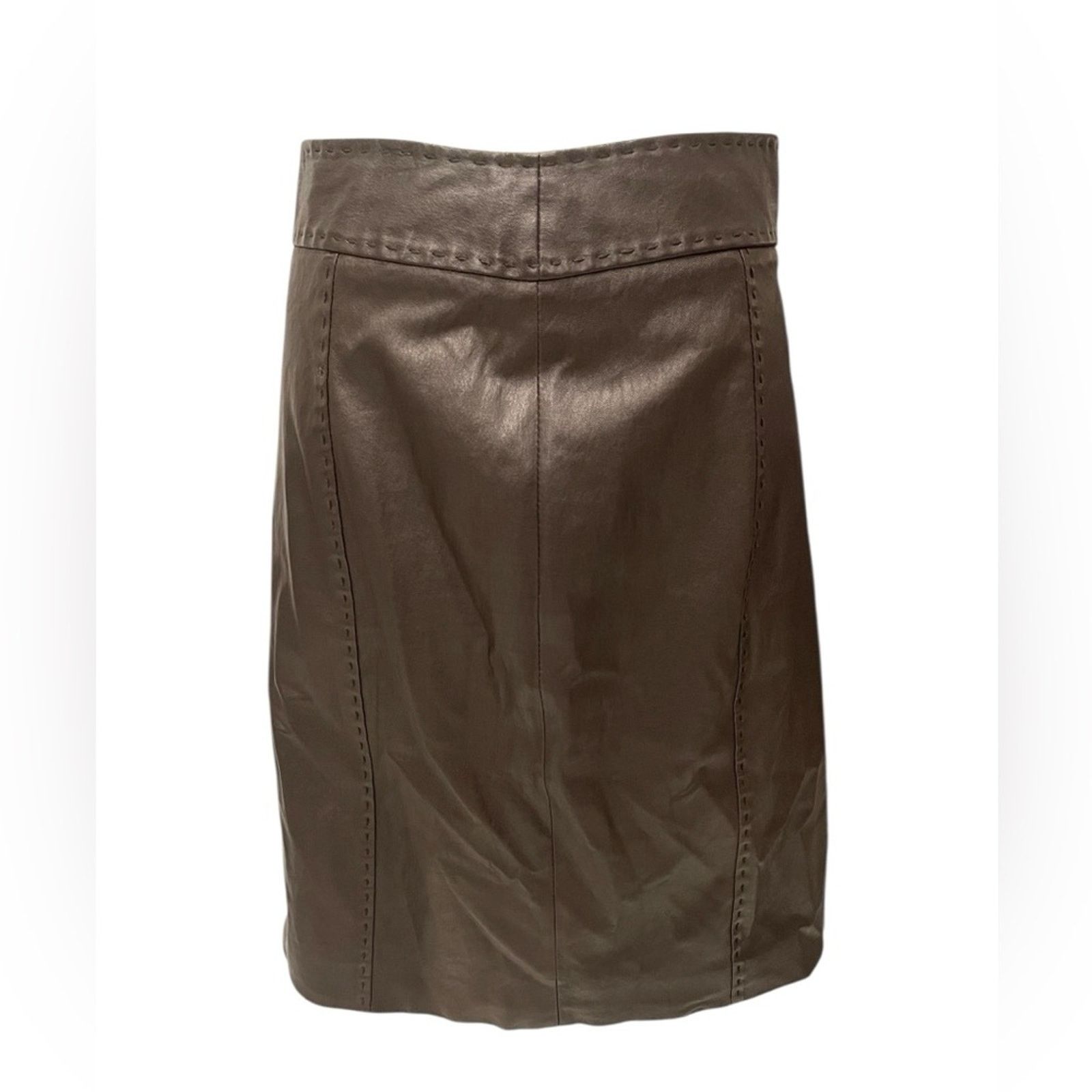 Kiton KITON Woman Dark Brown Faux Leather Skirt Size:46 Size 32" / US 10 / IT 46 - 1 Thumbnail