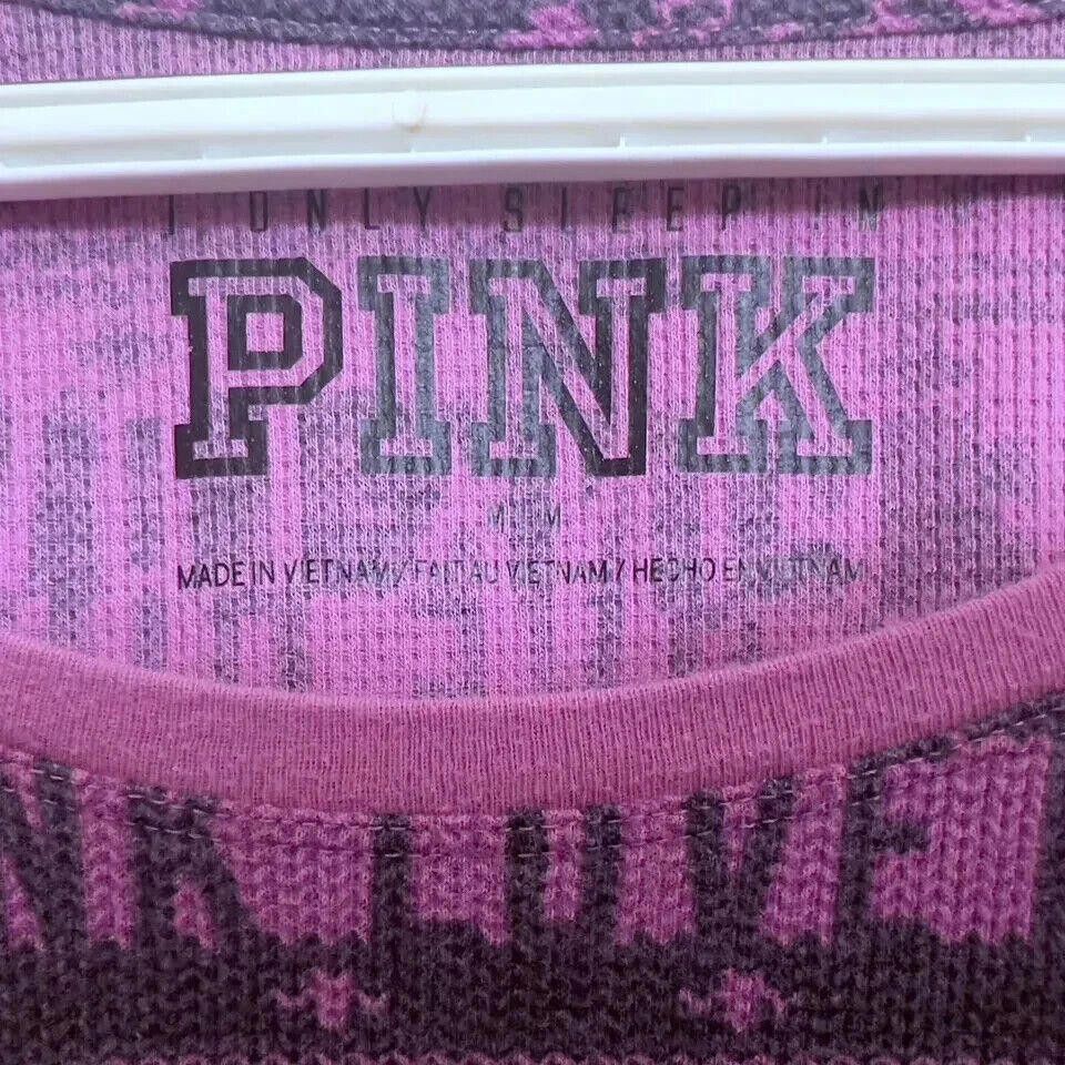 Designer PINK Victoria's Secret Sleepwear Thermal Shirt Women Medium Size ONE SIZE - 3 Thumbnail