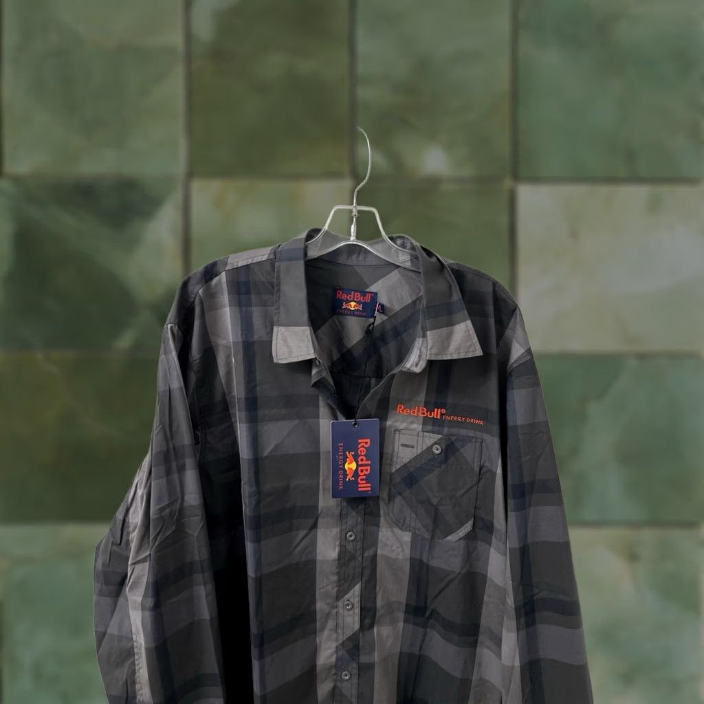 Vintage Red Bull Shirt Mens 2XL Gray Plaid Button Up Long Sleeve NWT Size US XXL / EU 58 / 5 - 1 Thumbnail